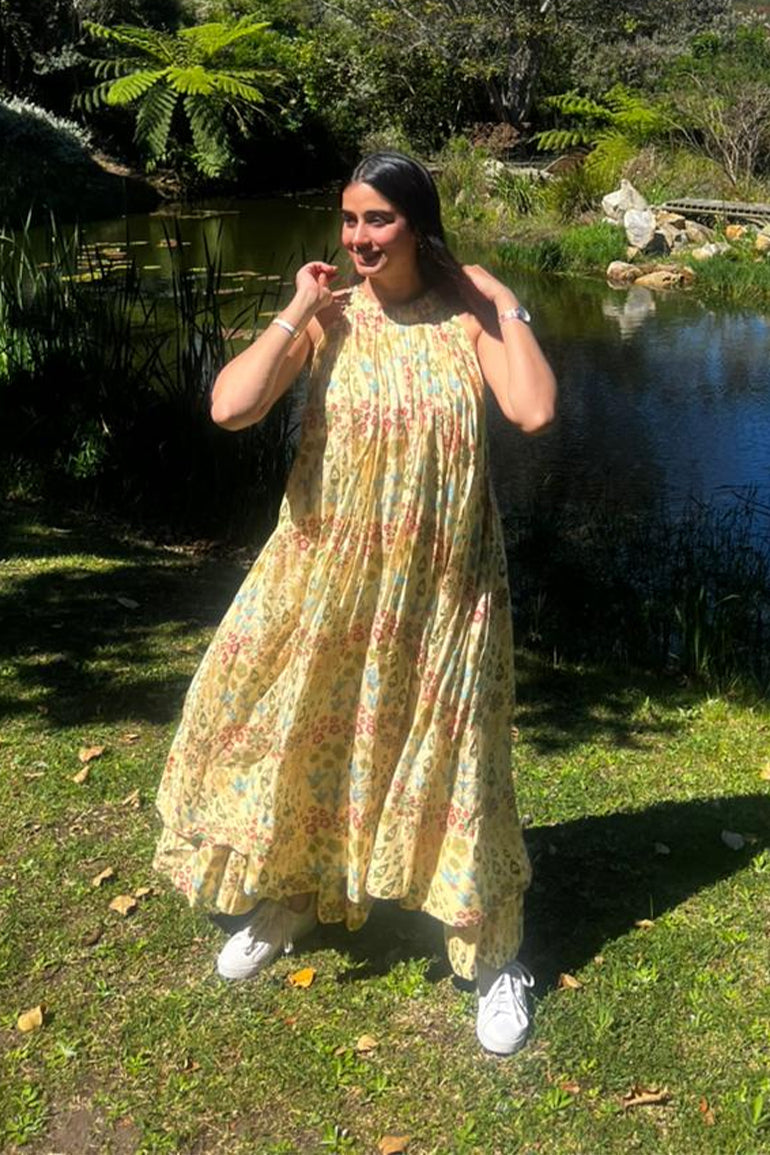 Sunlit Meadow Halter Neck Layered Maxi Dress for Women - gallery