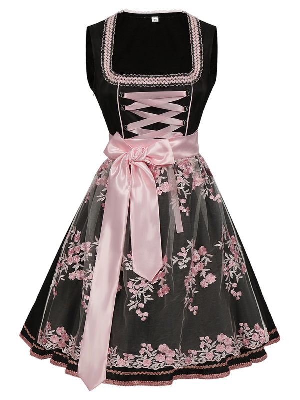 Floral Print Dirndl Dress for Oktoberfest Festivities