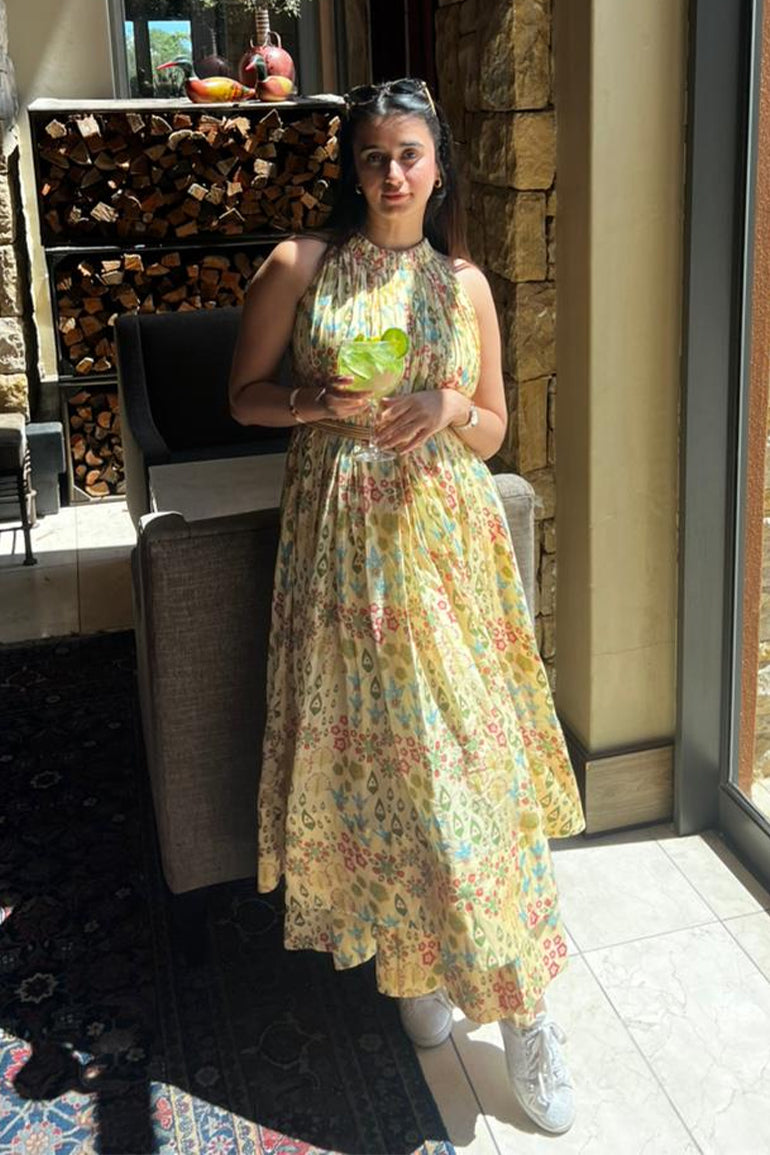 Sunlit Meadow Halter Neck Layered Maxi Dress for Women - gallery