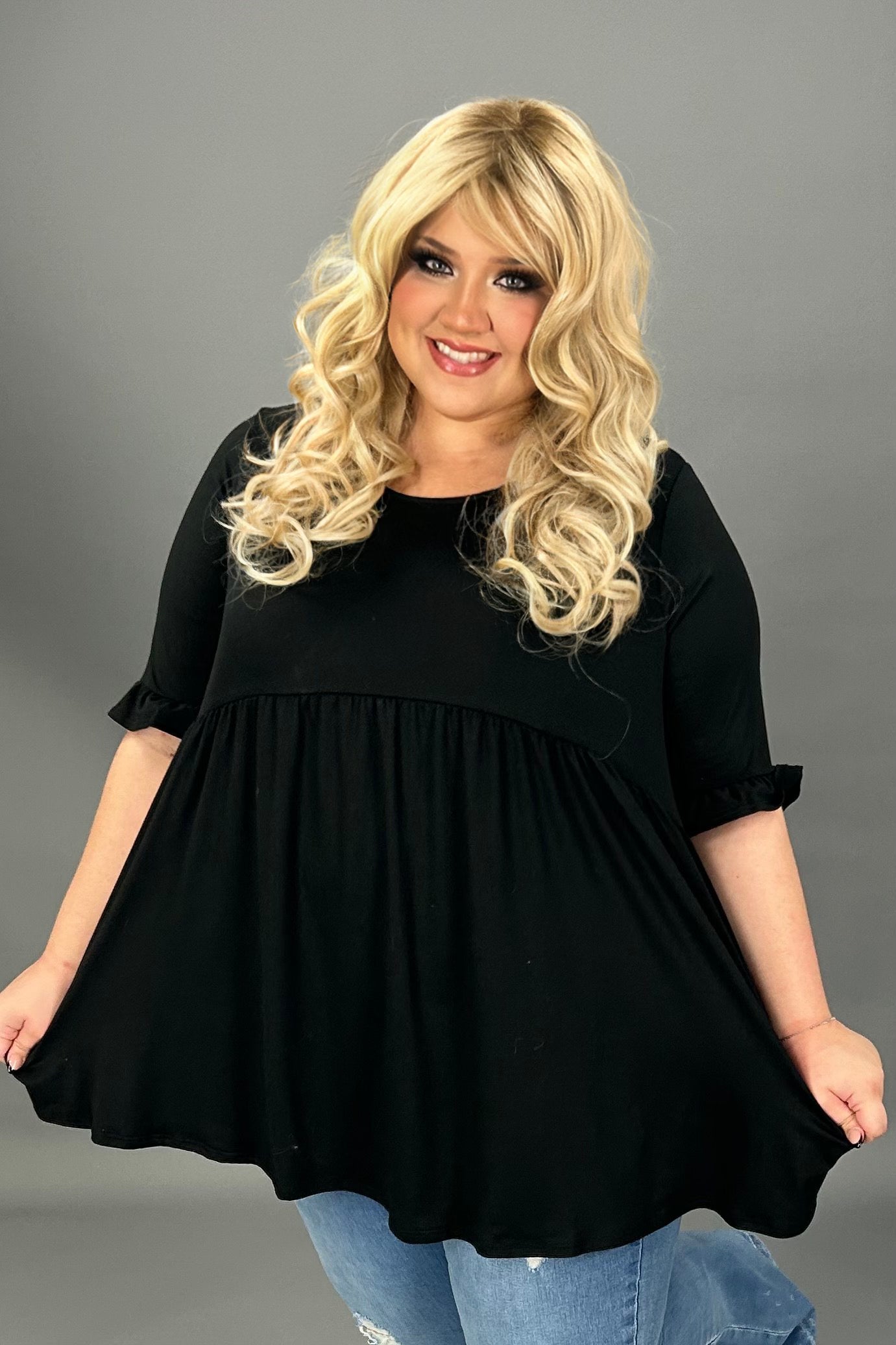 Curvy Is My Fav Babydoll Ruffle Sleeve Tunic for Women - gallery