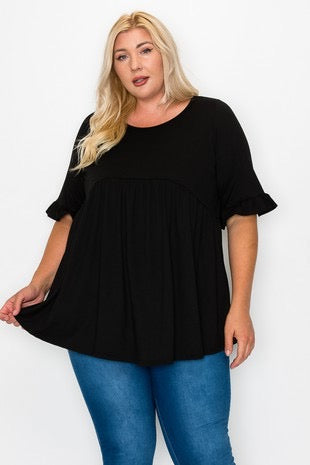 Curvy Is My Fav Babydoll Ruffle Sleeve Tunic for Women - gallery