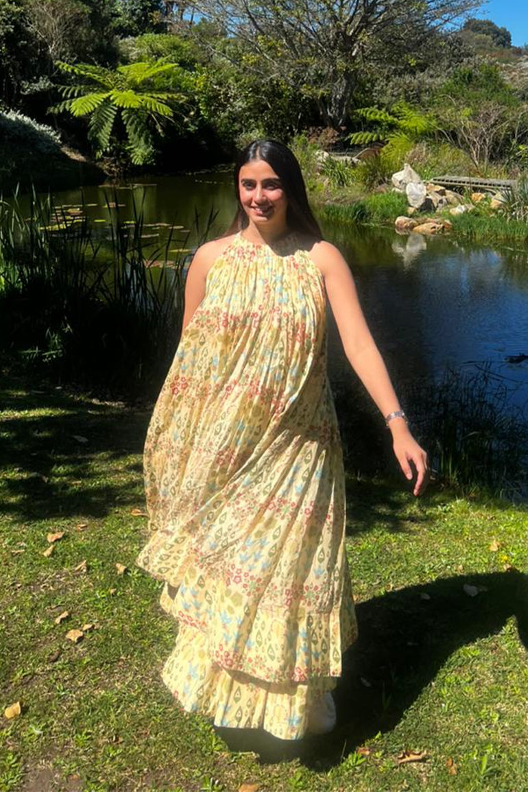 Sunlit Meadow Halter Neck Layered Maxi Dress for Women - gallery