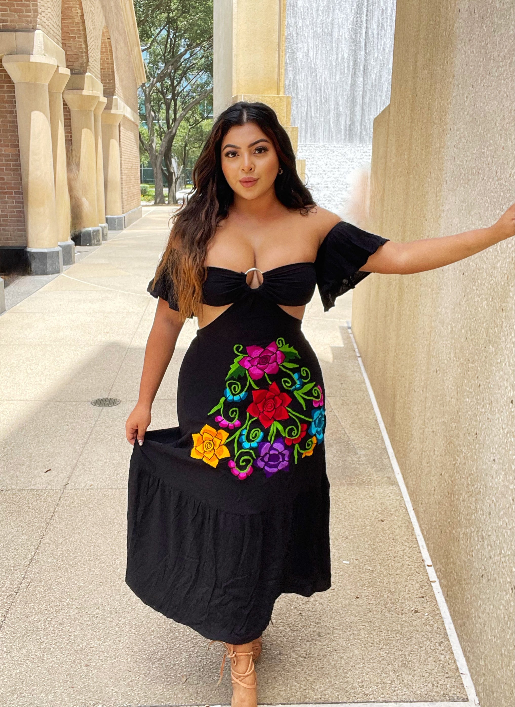 Black Vacation Maxi Dress for Women — Stretchy Light Fabric - gallery
