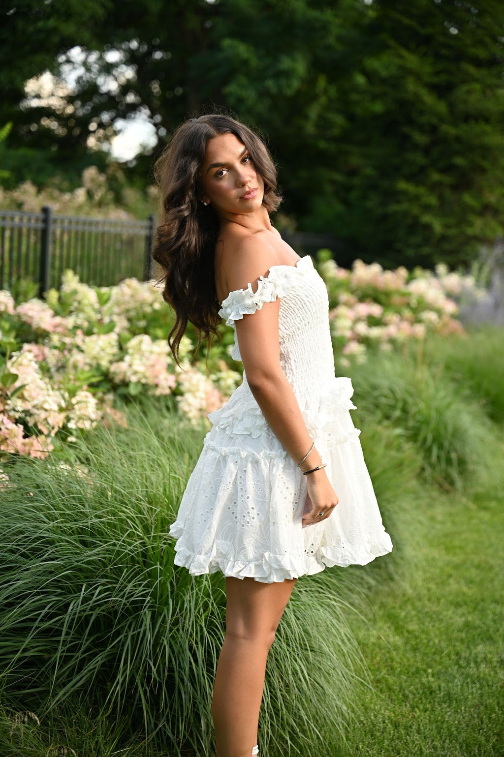 White Ruffle Summer Dress for Women — Off-Shoulder Option - gallery