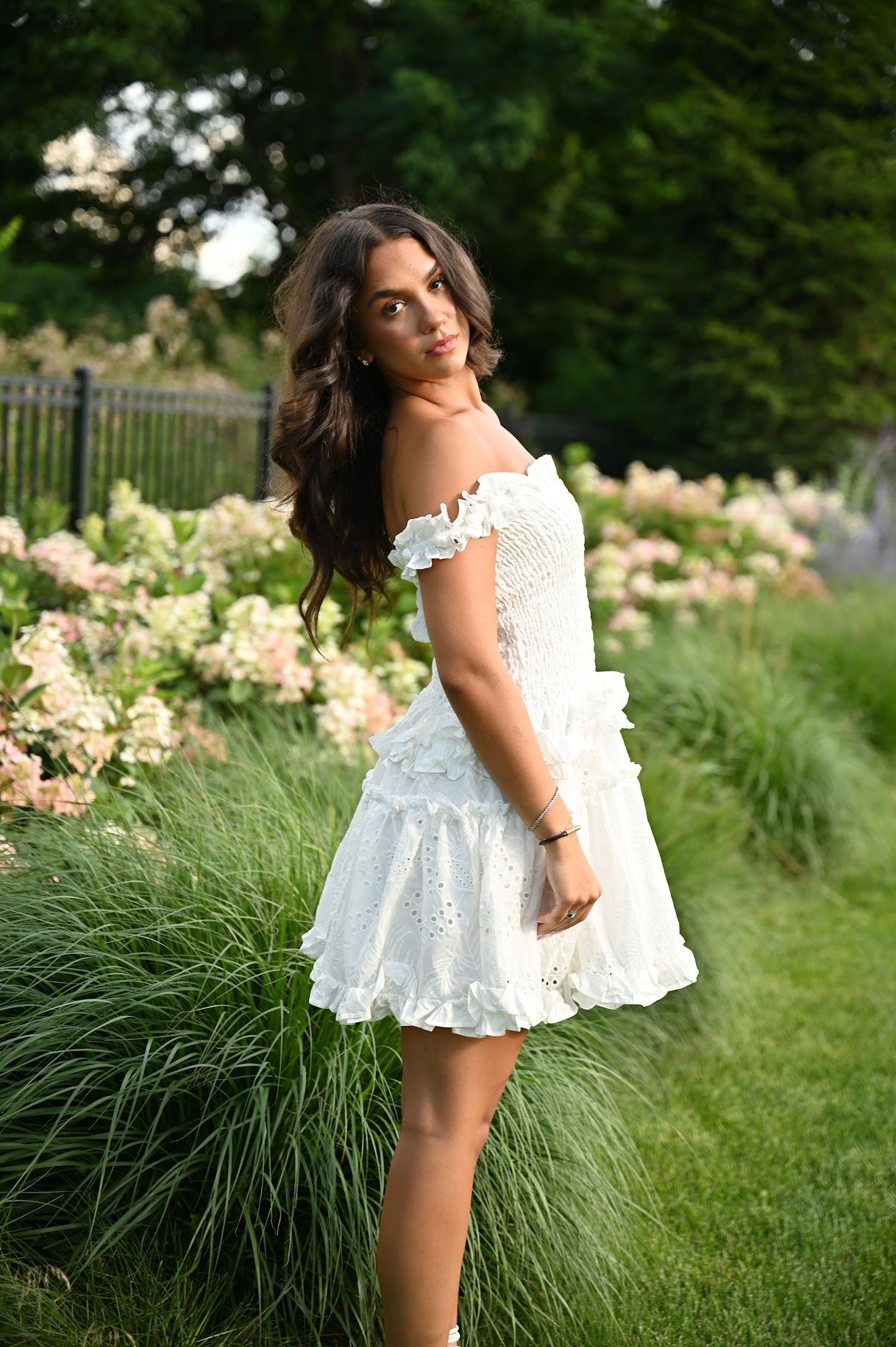 White Ruffle Summer Dress for Women — Off-Shoulder Option - gallery