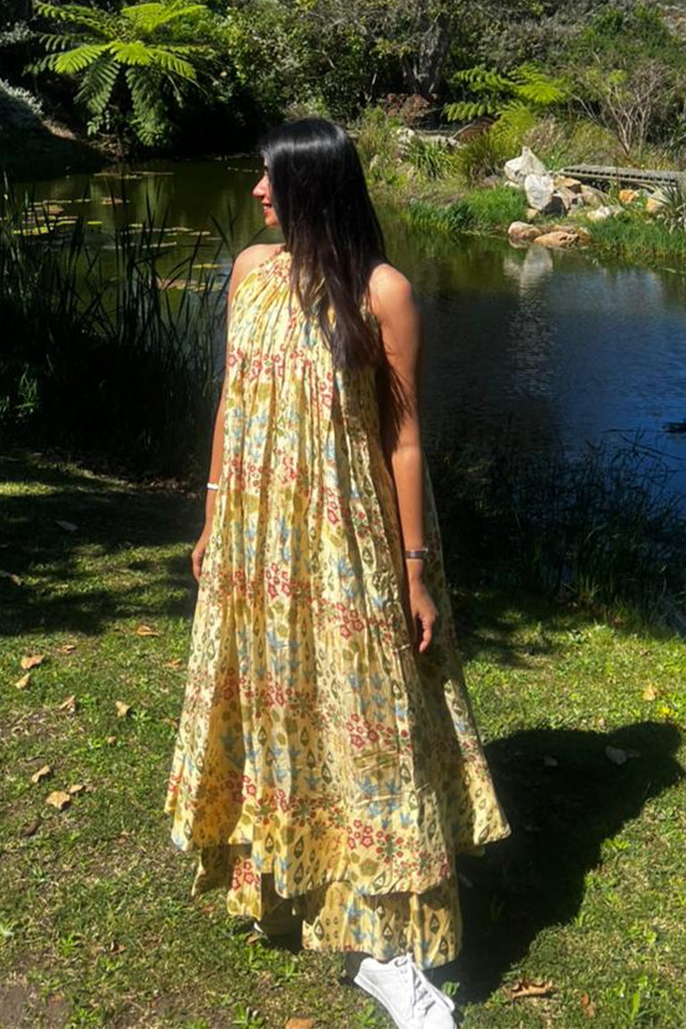 Sunlit Meadow Halter Neck Layered Maxi Dress for Women - gallery