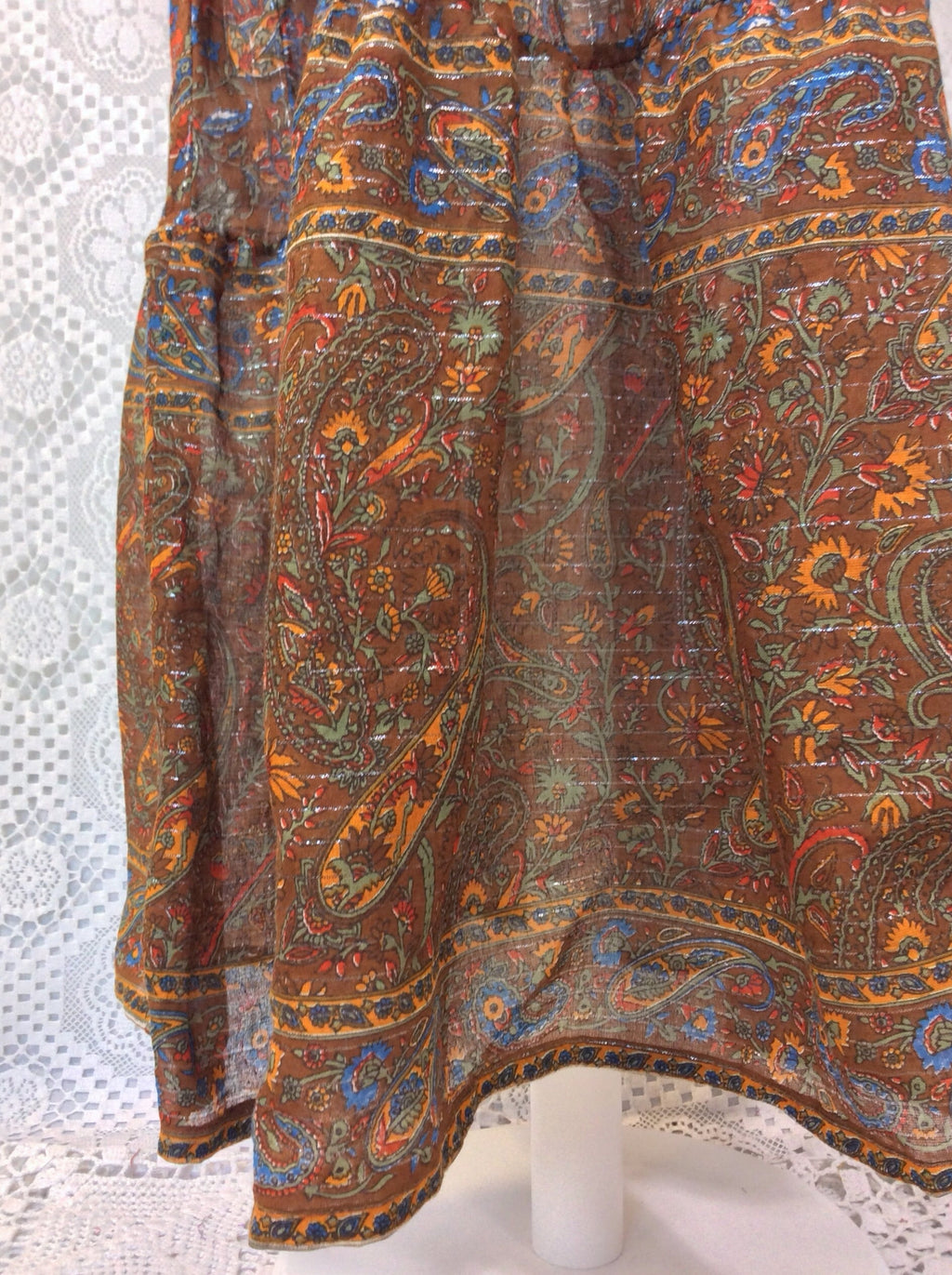 Florence Smock Dress in Sparkly Indian Cotton - Chestnut & Cobalt - gallery
