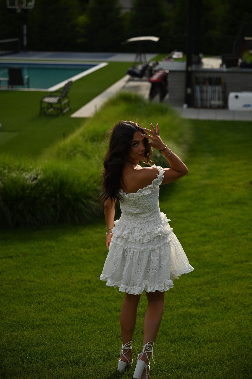 White Ruffle Summer Dress for Women — Off-Shoulder Option - gallery