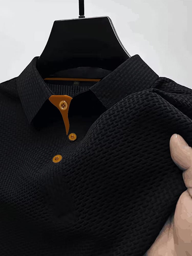 Breathable Modern Polo for Men - Black