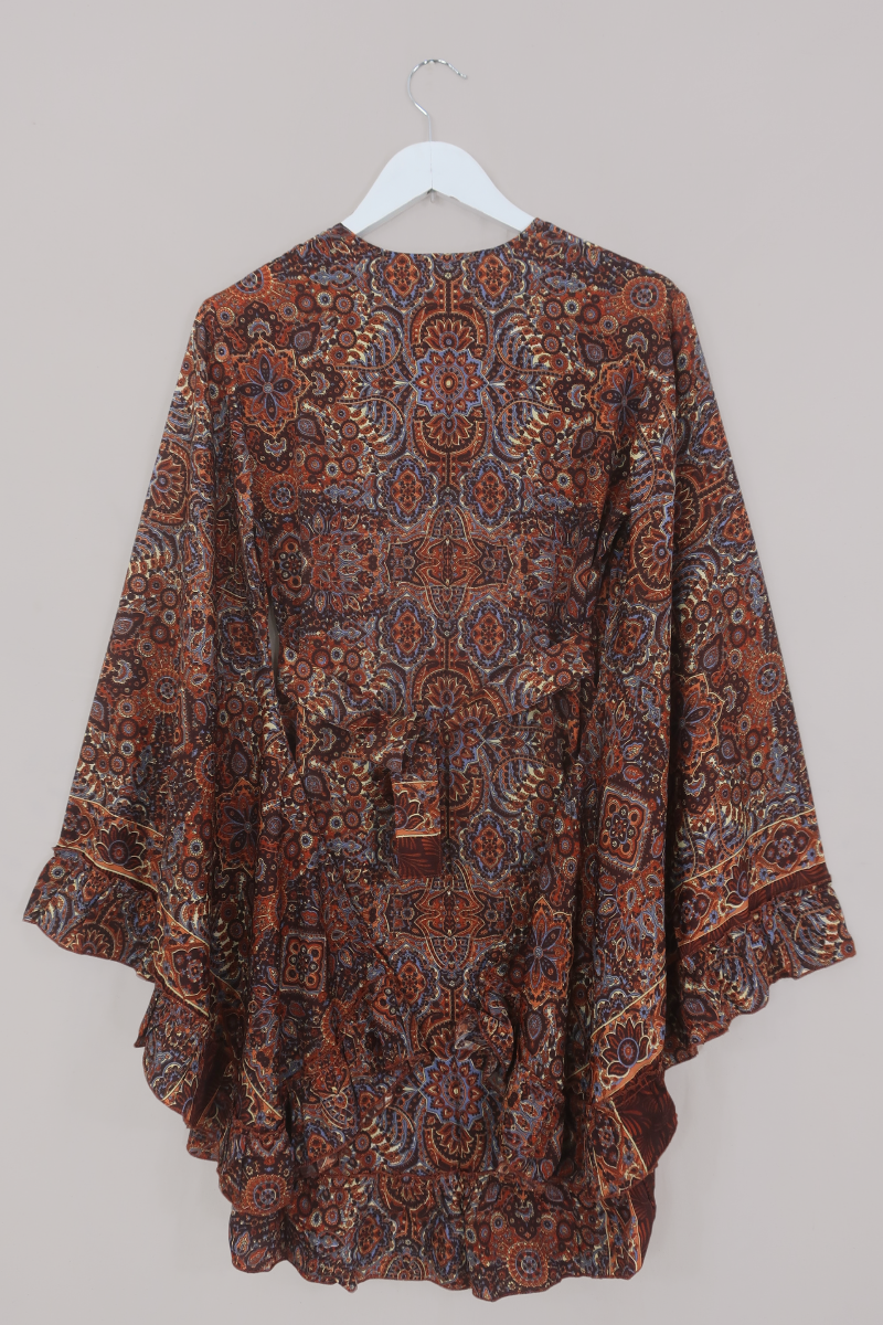 Venus Mini Wrap Dress in Jagger Lilac & Rust Mandala - gallery