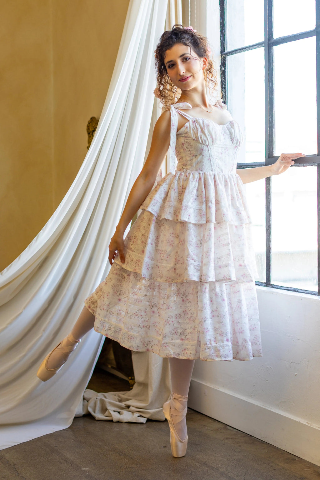 Layered Floral Princess Dress for Women — Adjustable Straps - gallery