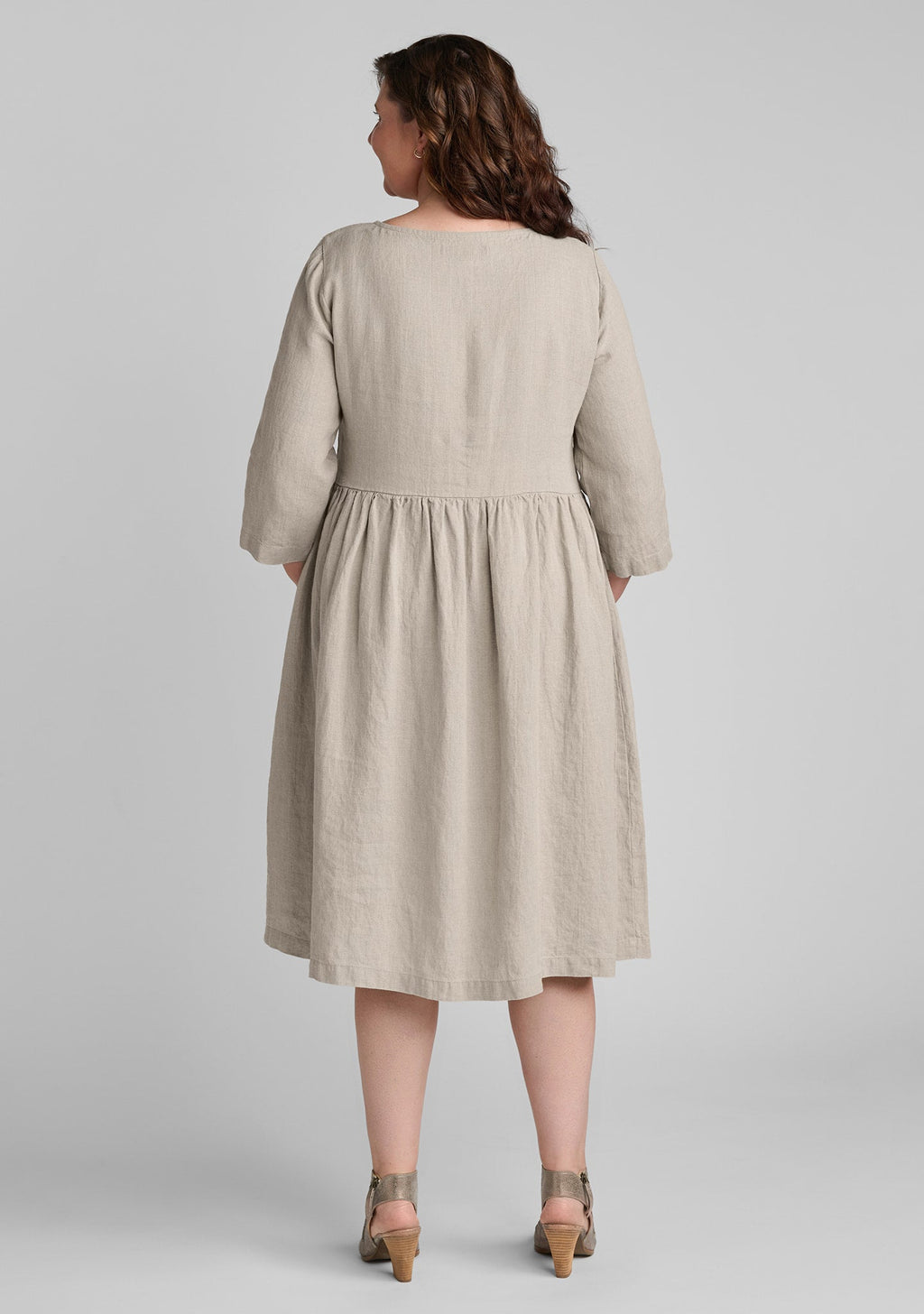 Jolie Three-Quarter Sleeve Linen Dress for Women - gallery