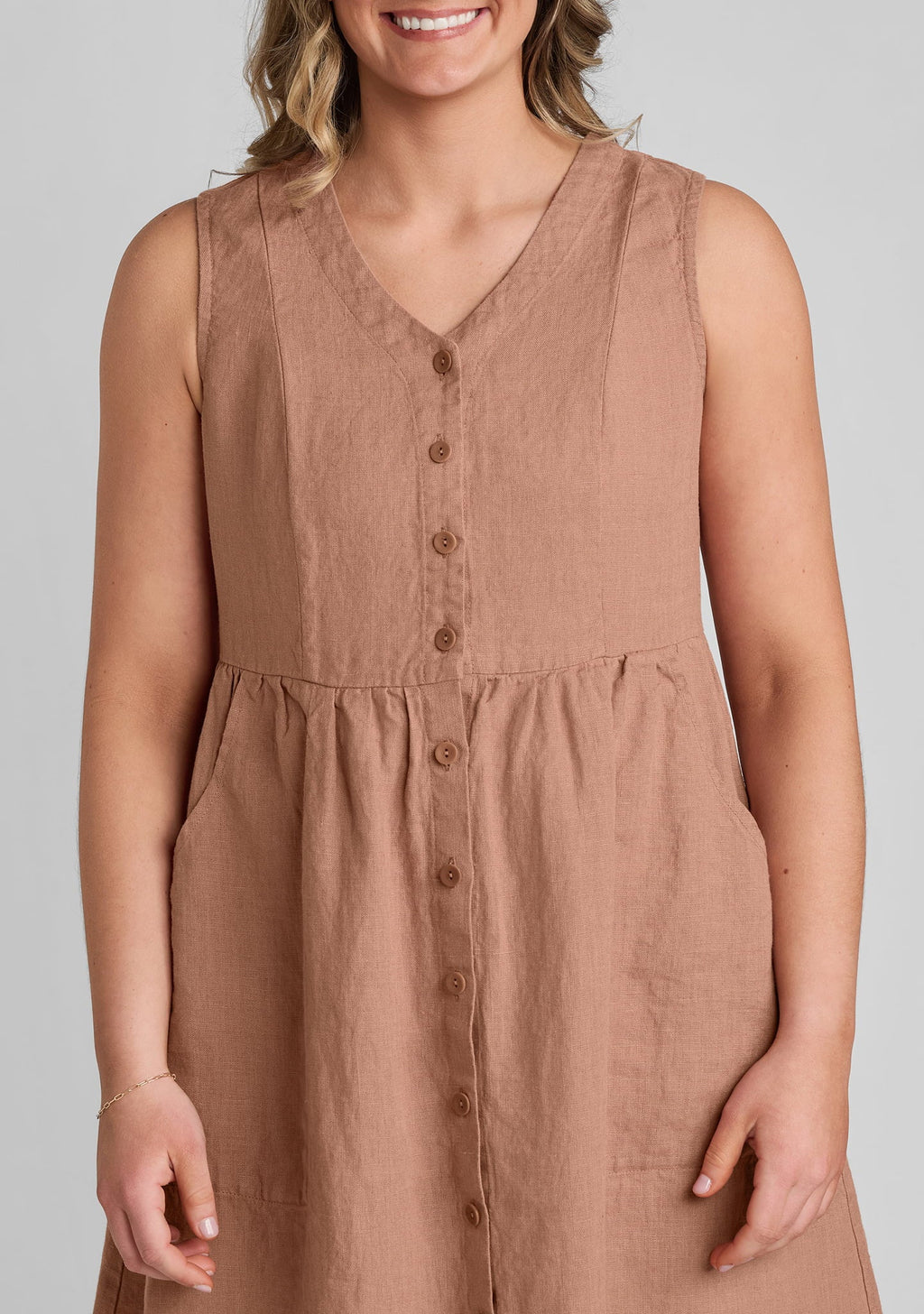 Joyful Sleeveless Linen Mini Dress for Women - gallery