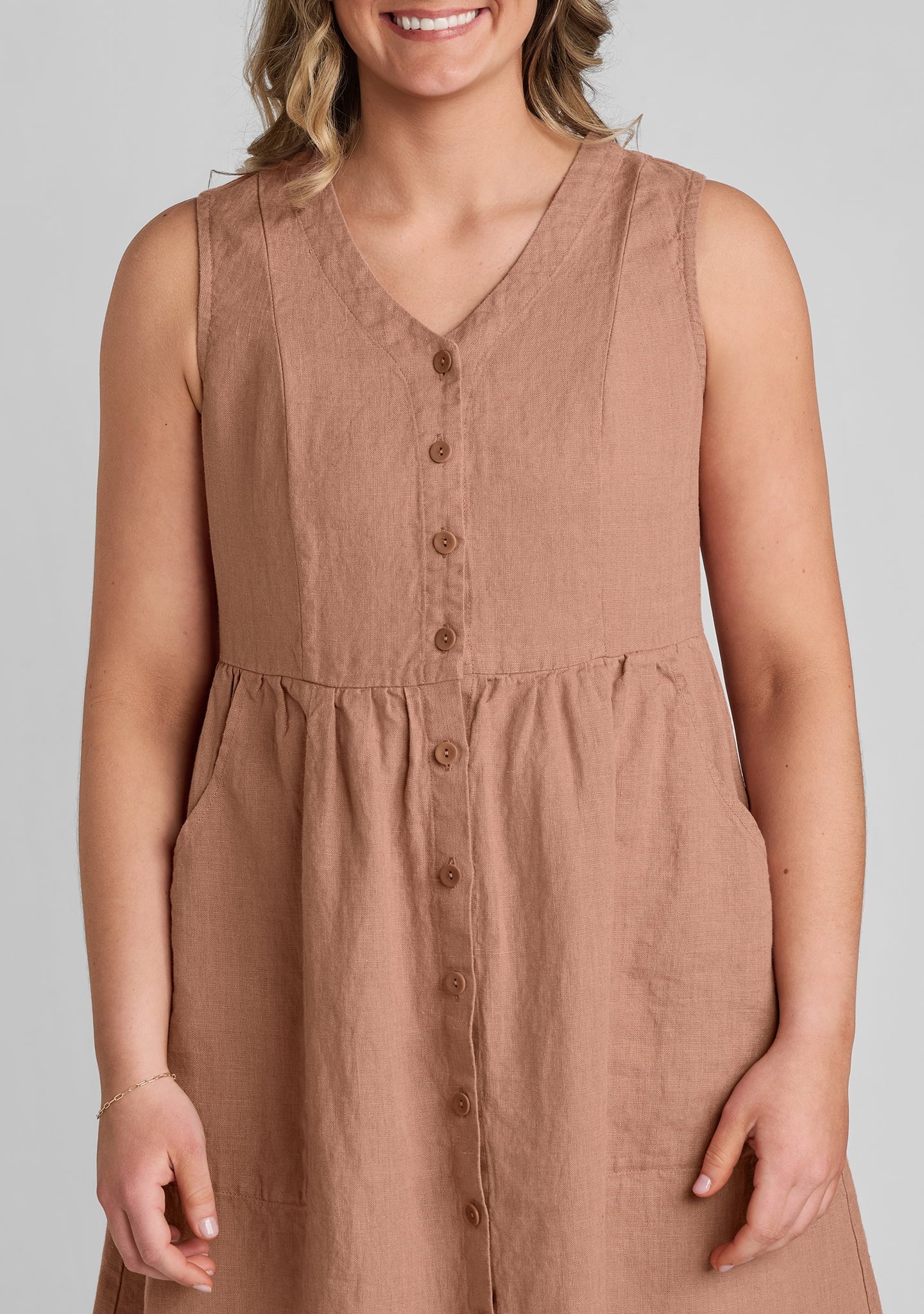 Joyful Sleeveless Linen Mini Dress for Women - gallery