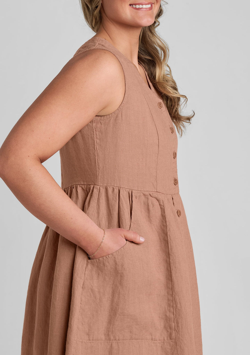 Joyful Sleeveless Linen Mini Dress for Women - gallery