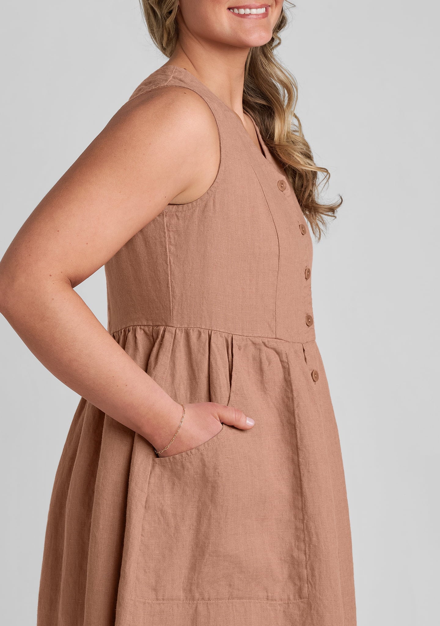 Joyful Sleeveless Linen Mini Dress for Women - gallery