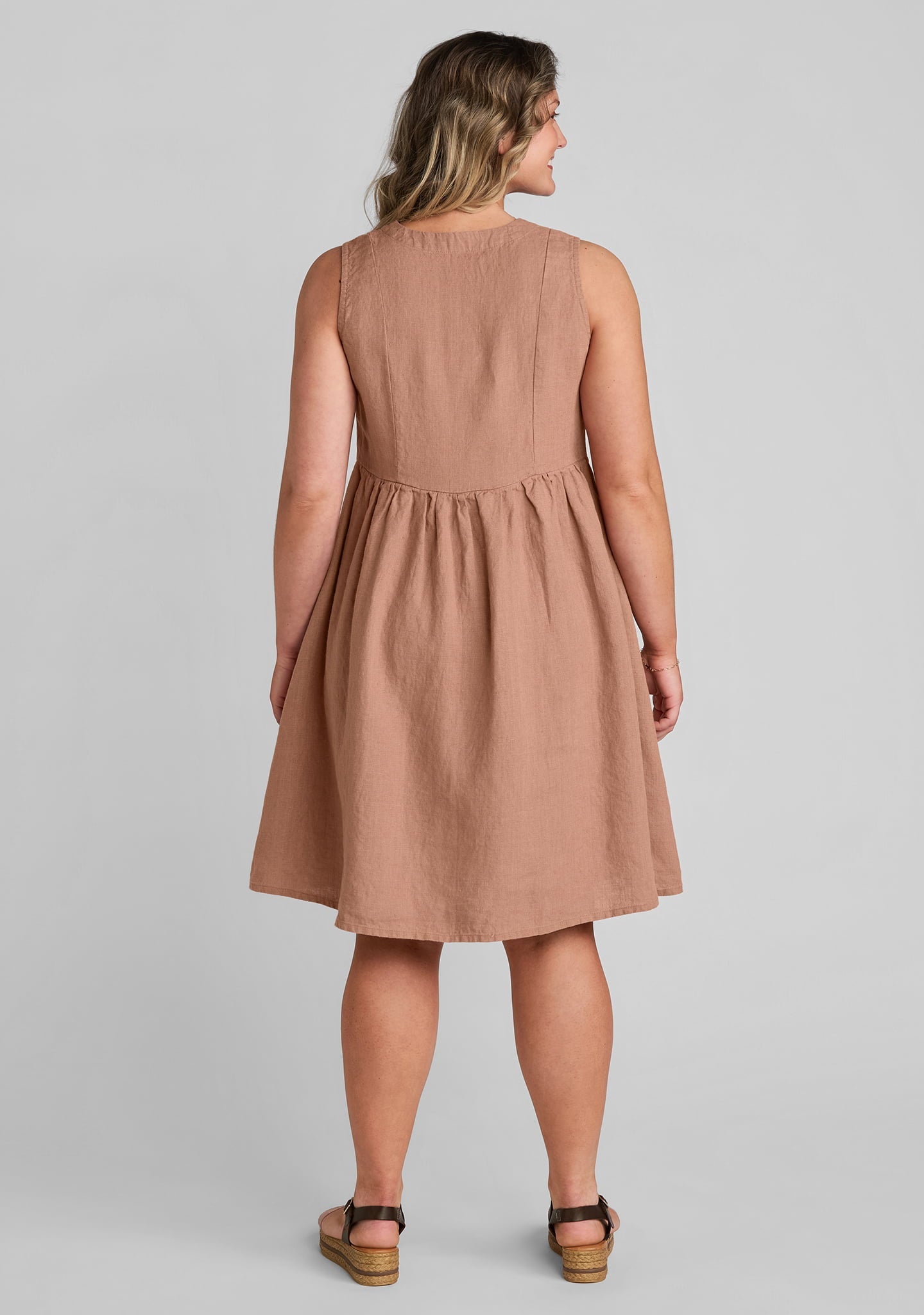 Joyful Sleeveless Linen Mini Dress for Women - gallery