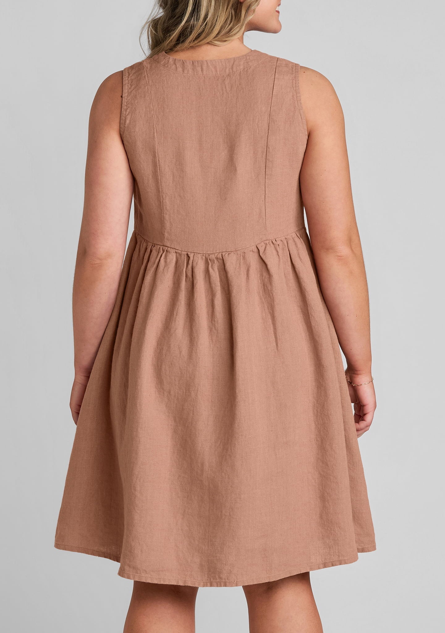 Joyful Sleeveless Linen Mini Dress for Women - gallery