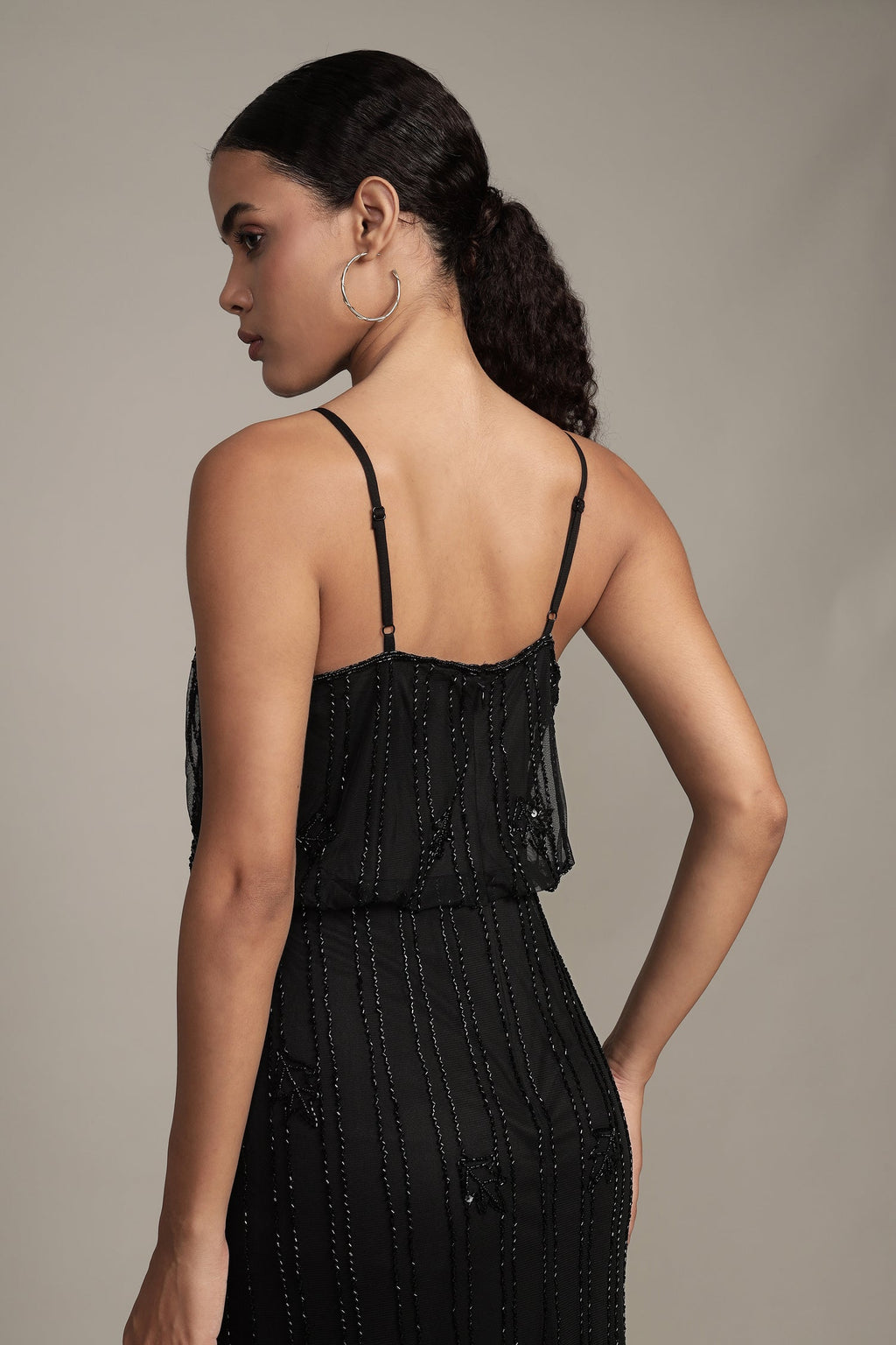 Keeva Black Beaded Maxi Dress — gallery
