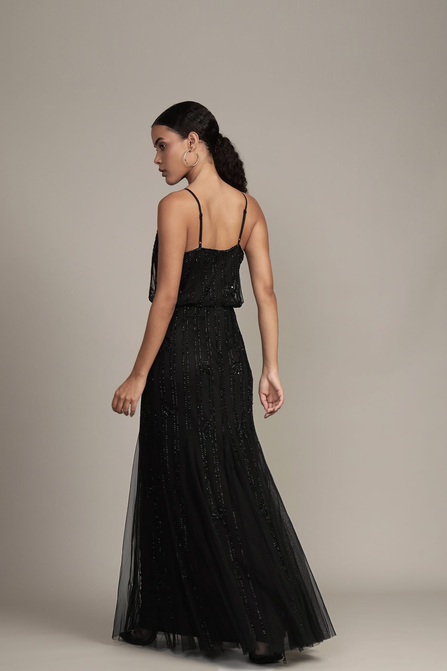 Keeva Black Beaded Maxi Dress — gallery