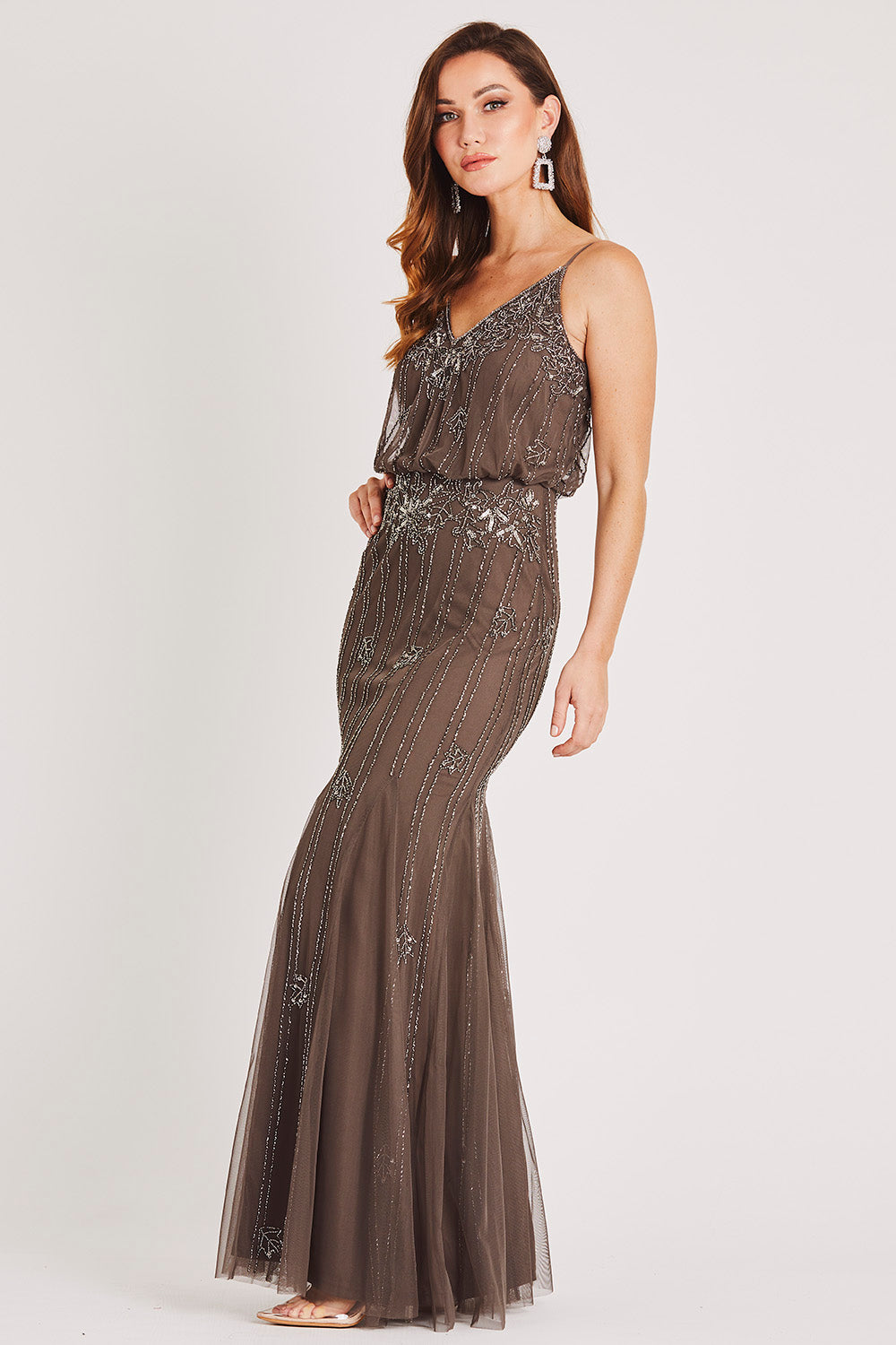 Keeva Stone Grey Bridesmaid Maxi Dress — gallery