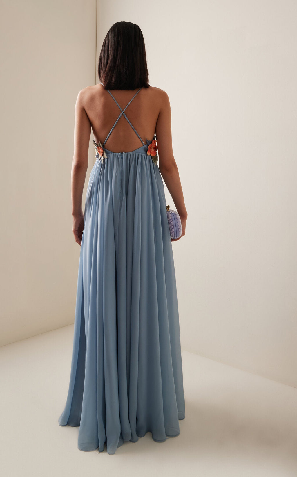 Agnes Floral Appliqué Georgette Maxi Dress for Women - gallery