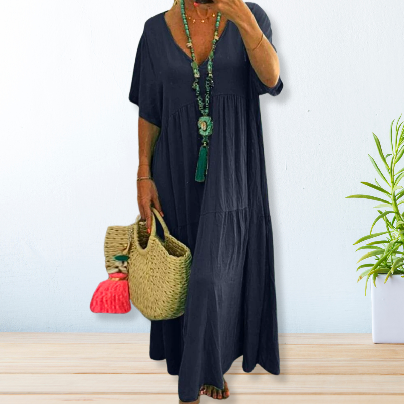 Leandra V-Neck Short Sleeve Maxi Dress for Women - gallery