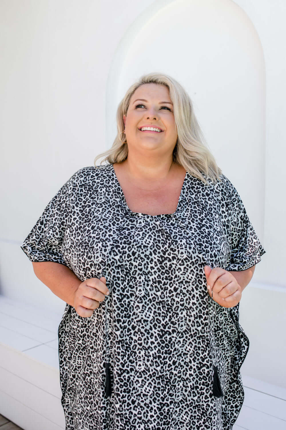 Short Kaftan Dress - Black Leopard — gallery