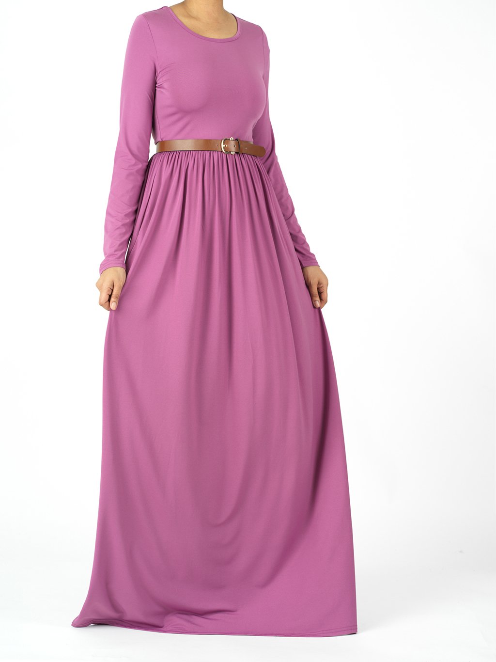 Soft Milk Silk Modest Maxi Dress for Women — With Pockets