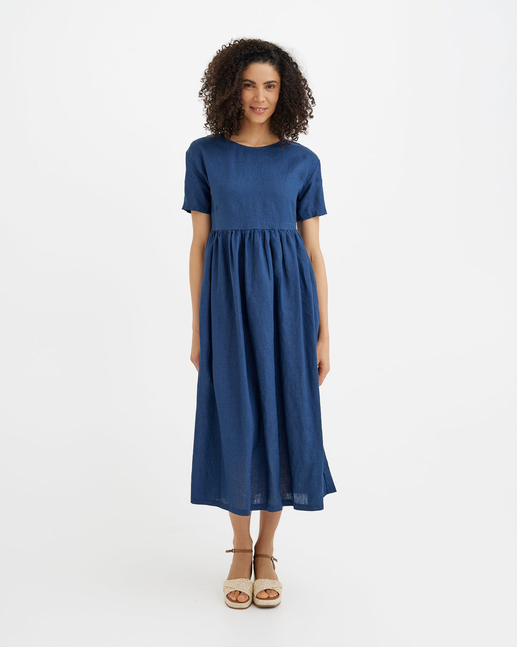 Maxi Linen Dress Bromo in Deep Navy Blue