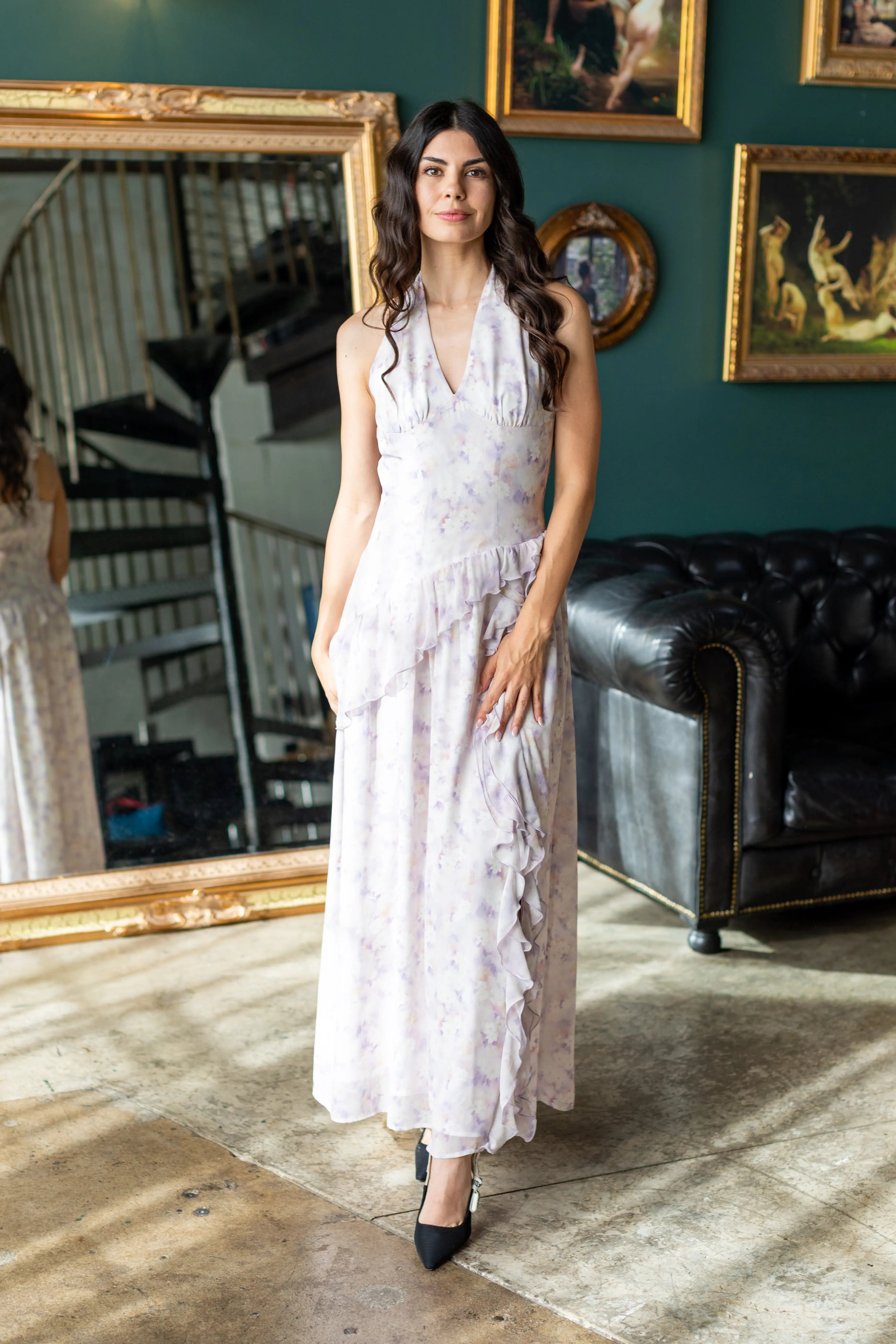 Cascading Ruffle Halter Dress for Women — Statement Entrance