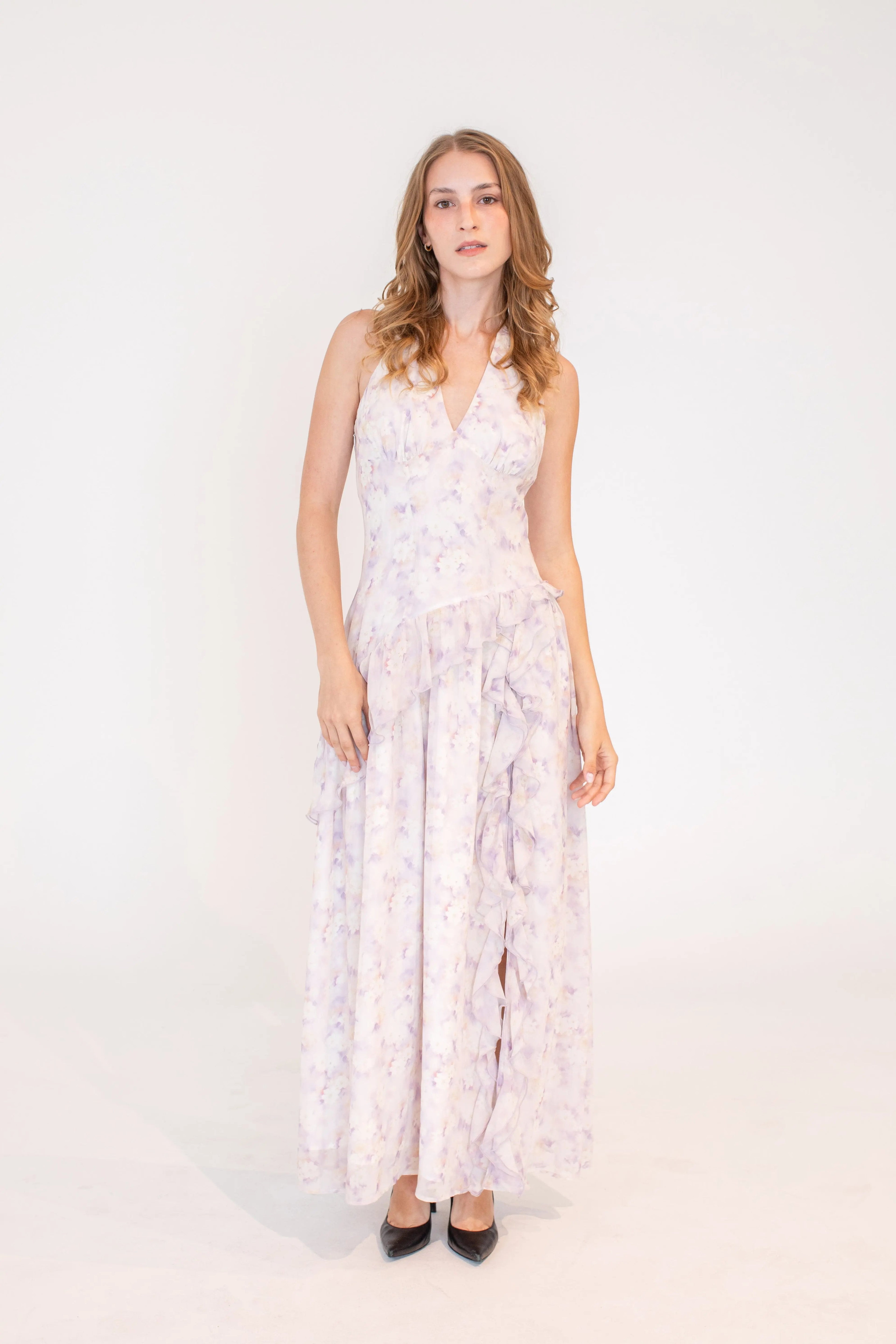 Cascading Ruffle Halter Dress for Women — Statement Entrance - gallery