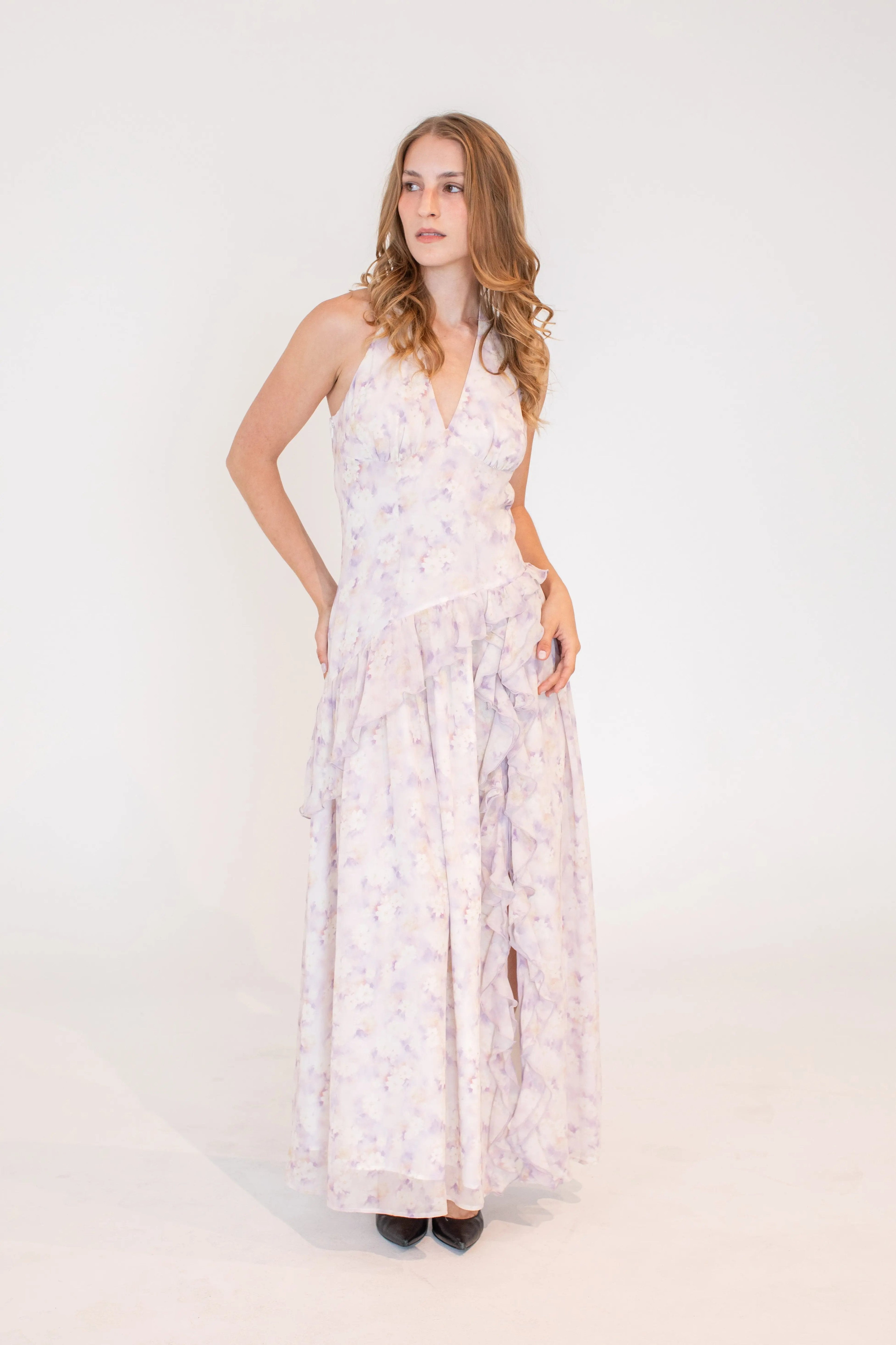 Cascading Ruffle Halter Dress for Women — Statement Entrance - gallery