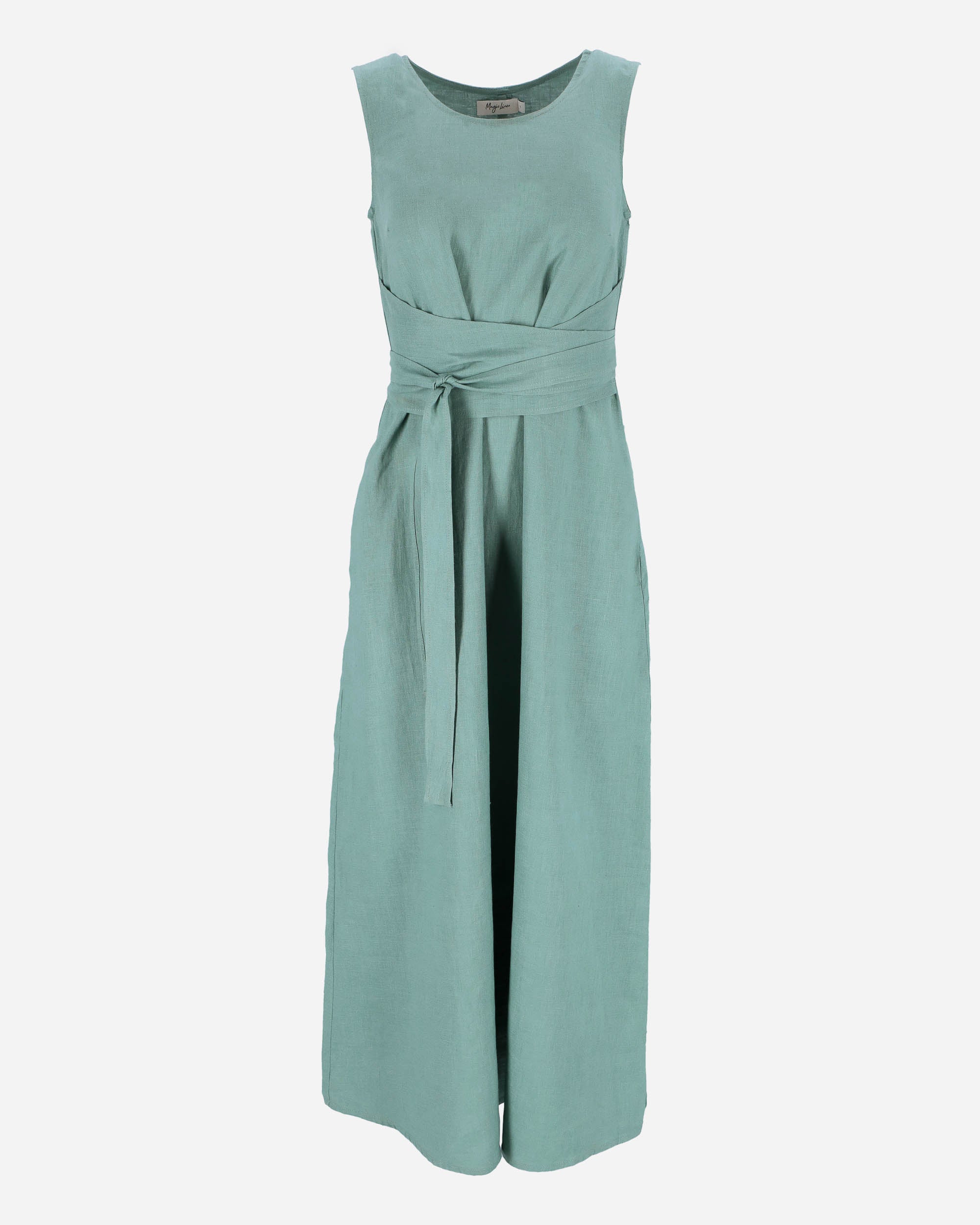 Long Linen Dress Boracay in Teal Blue - gallery