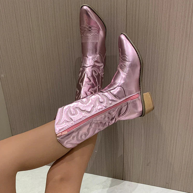 Stylish Metallic Cowboy Boots