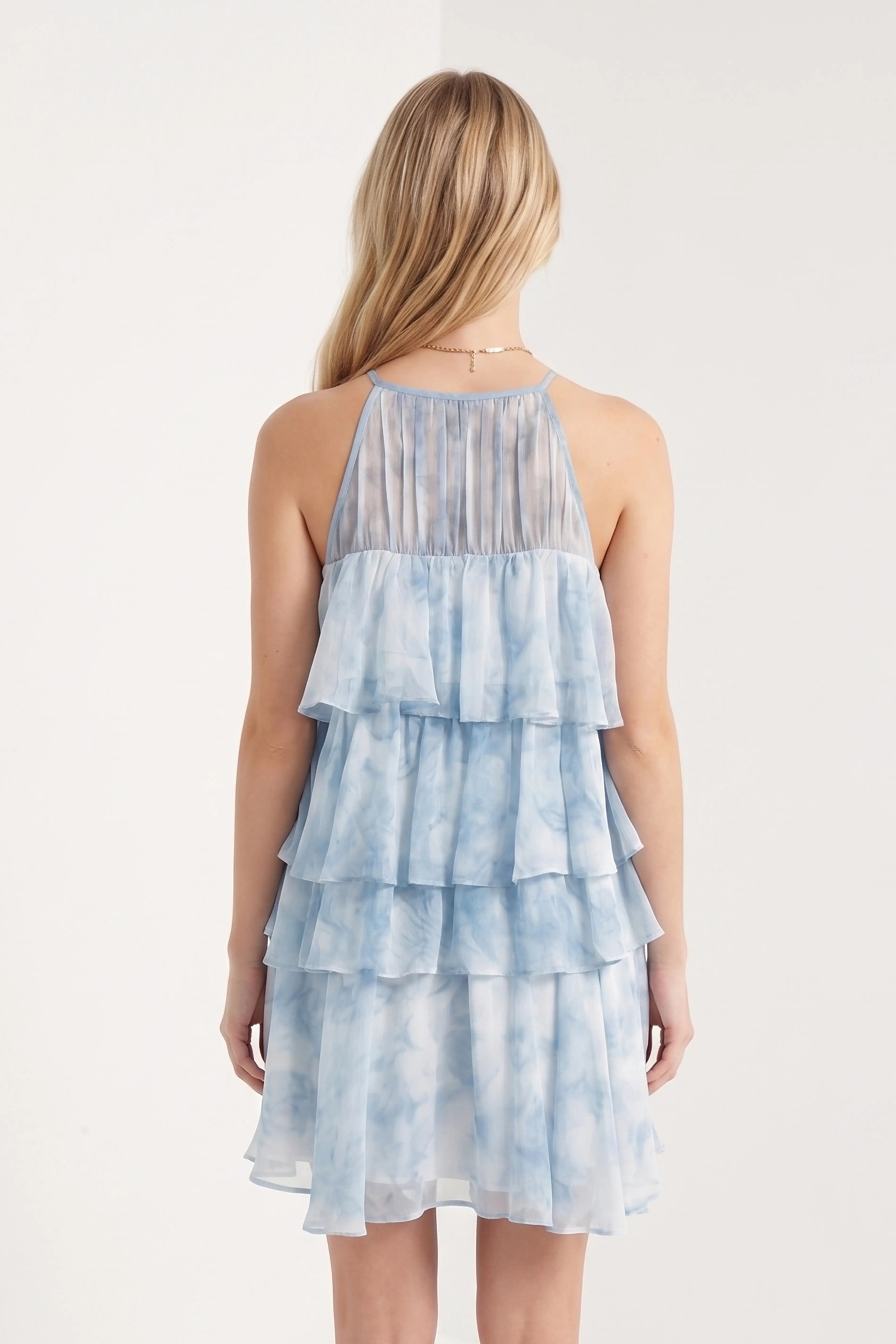 Tiered Chiffon Halter Dress for Women — Twirling Layers - gallery