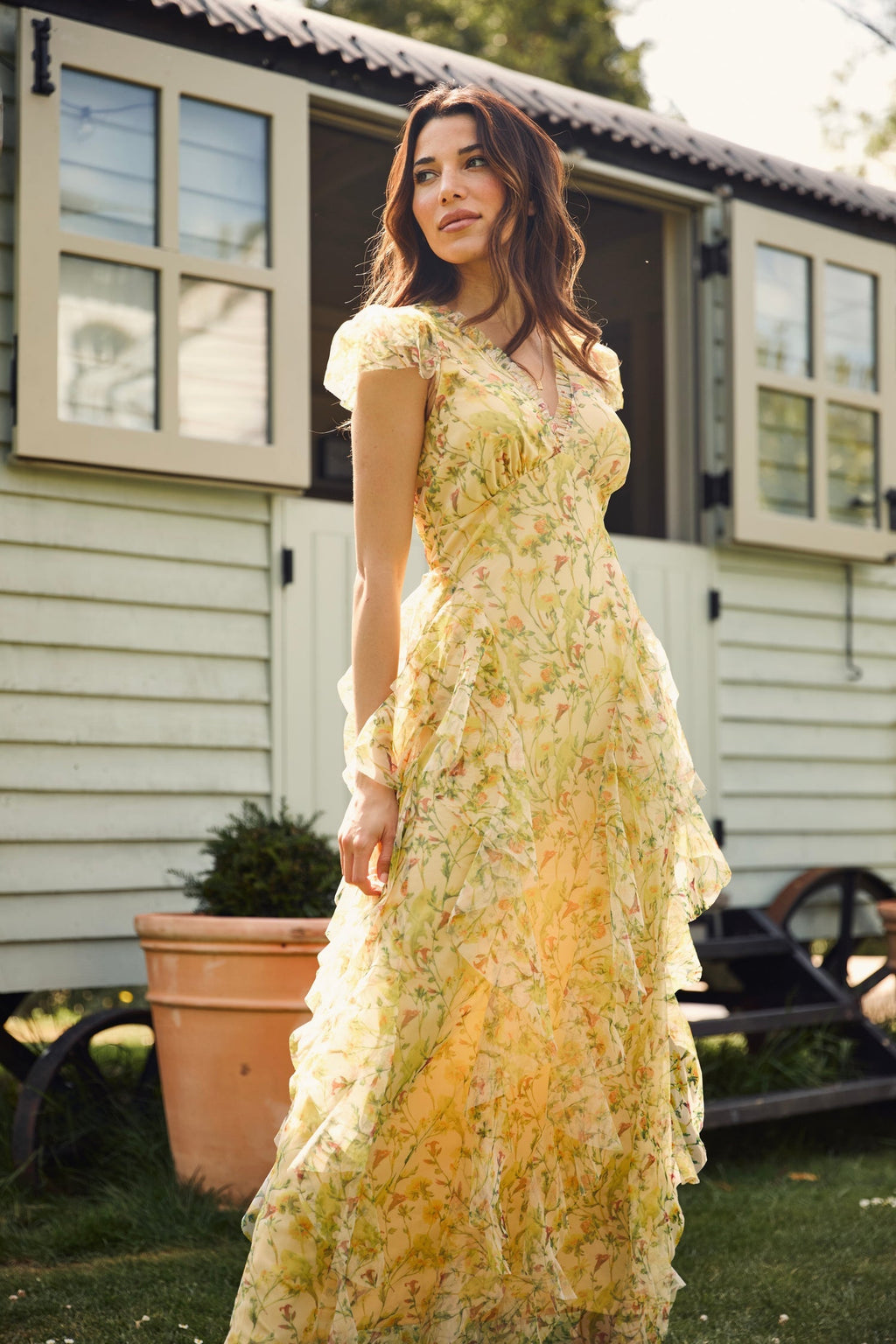 Melody Maxi Dress in Yellow Floral