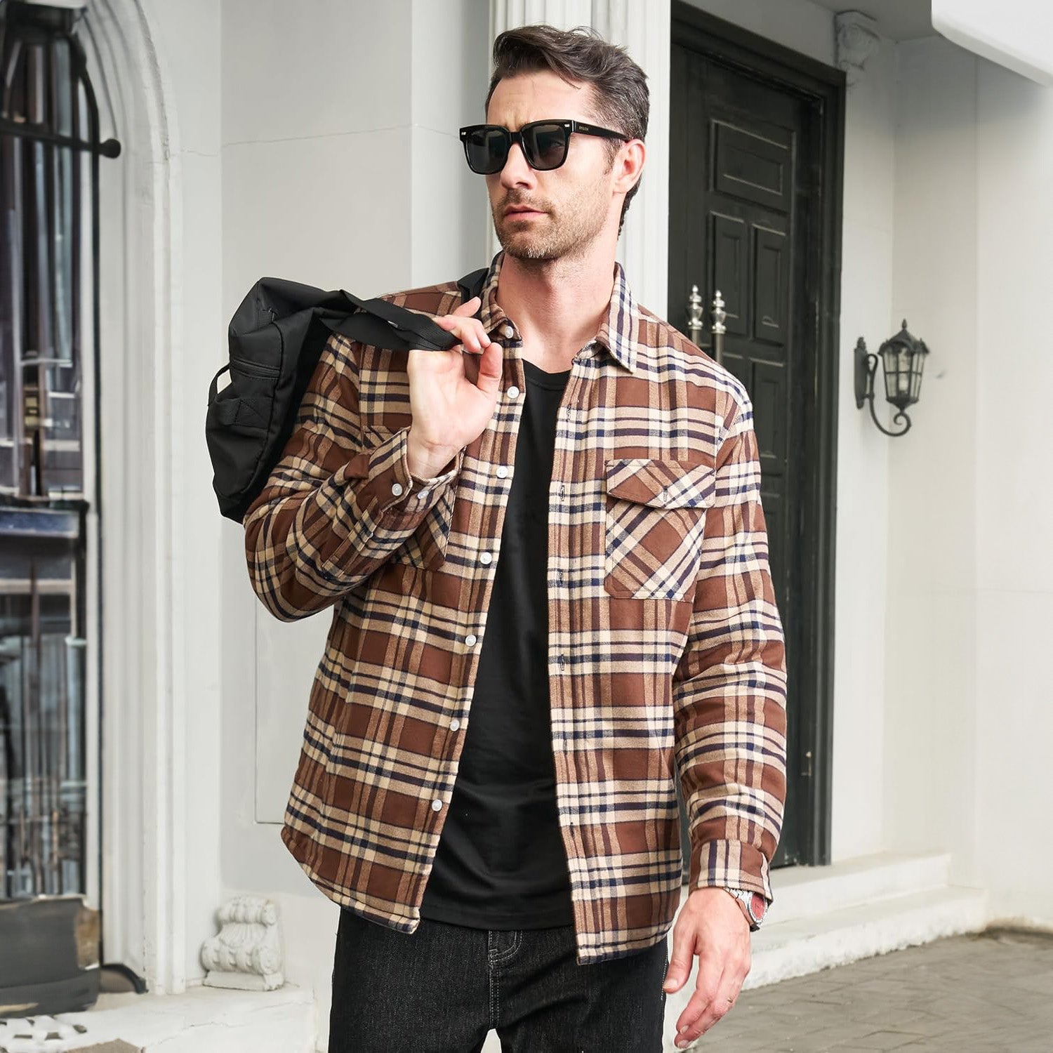 Fleece-Lined Flannel Shirt Jacket for Men - gallery