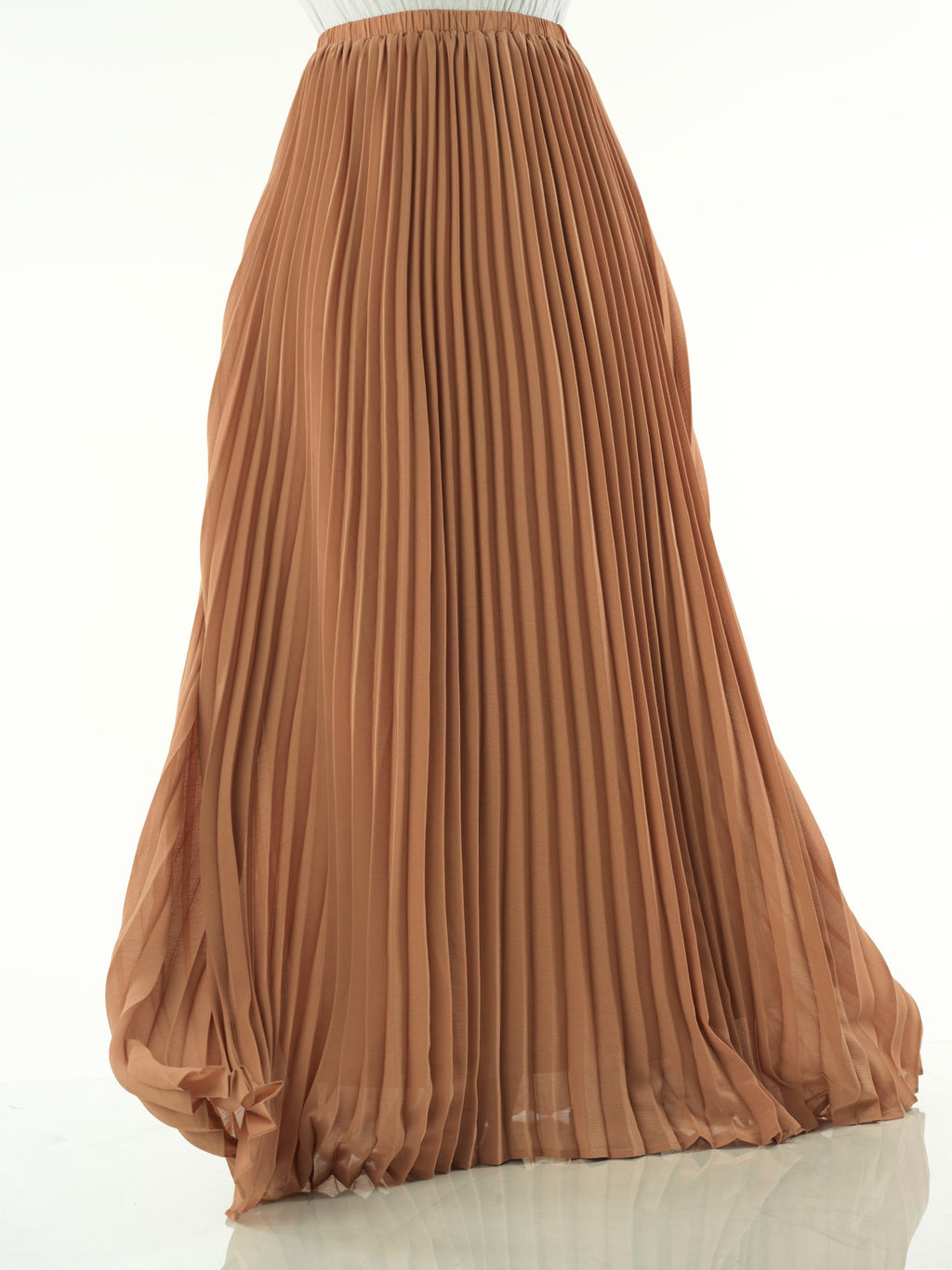 Mocha Pleated Chiffon Maxi Skirt for Women — Modest Flowing