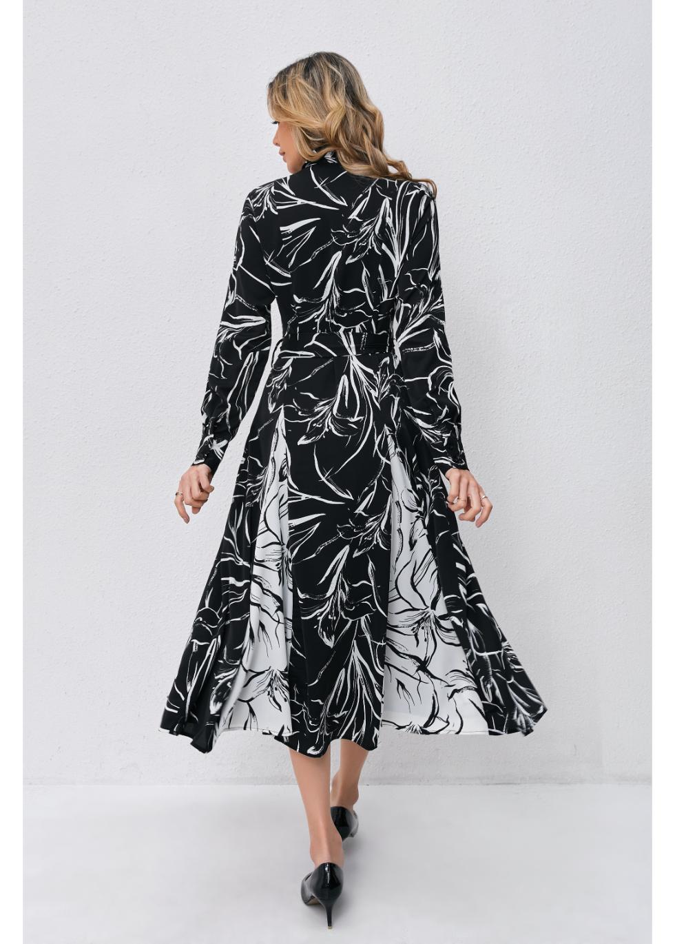 Monochrome Bloom Midi Dress — gallery