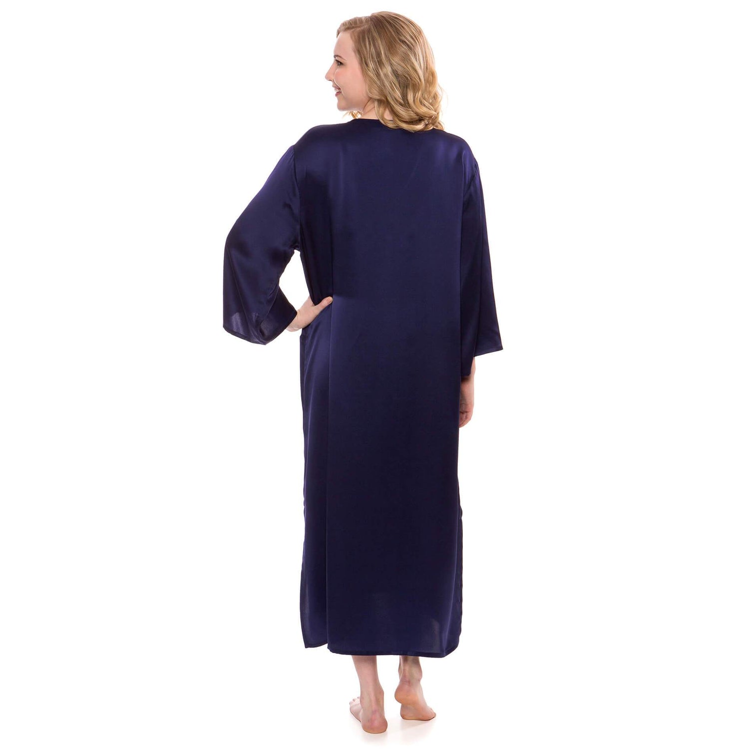 Women Loose Pullover Silk Nightwear Long Silk Dressing Gown — gallery