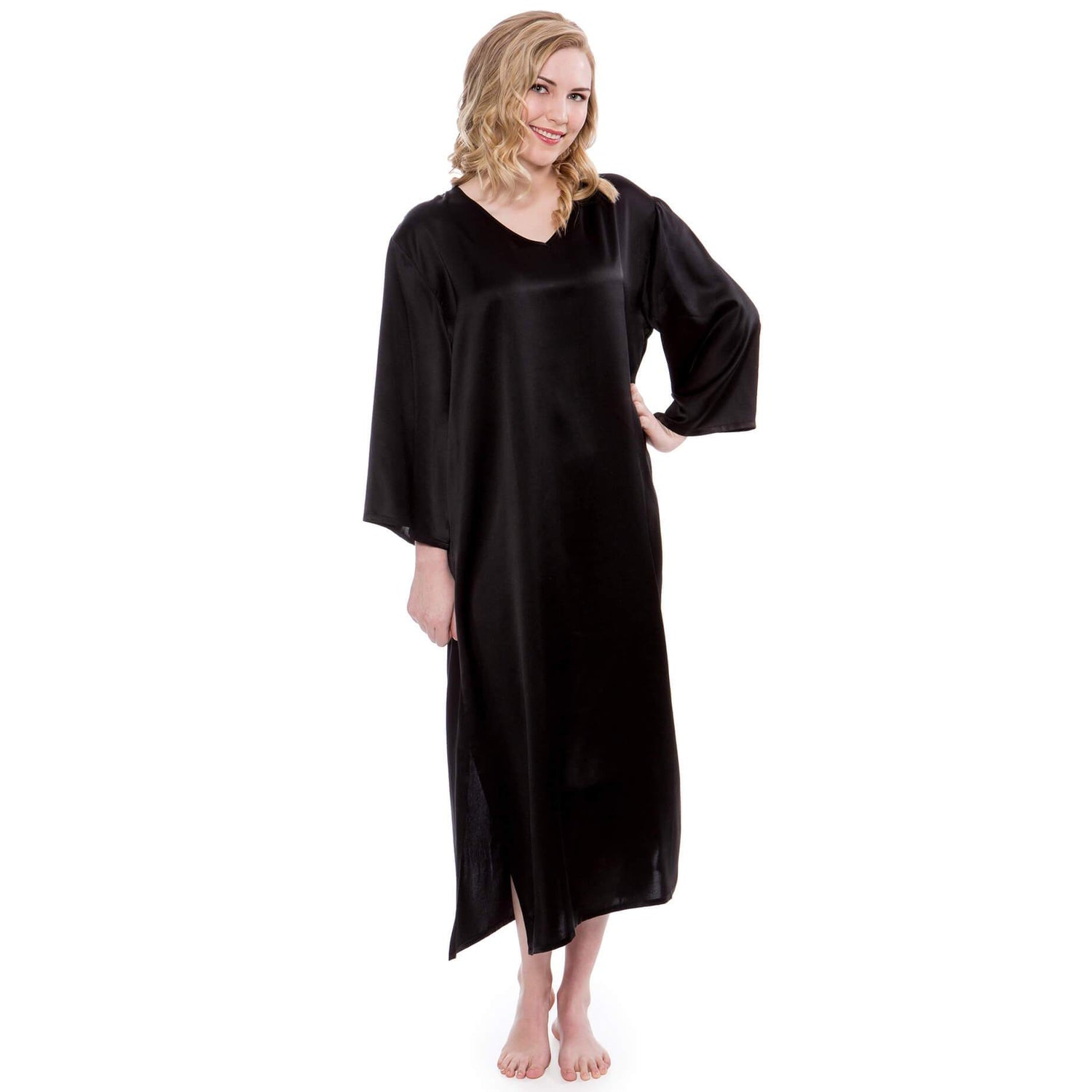 Women Loose Pullover Silk Nightwear Long Silk Dressing Gown — gallery