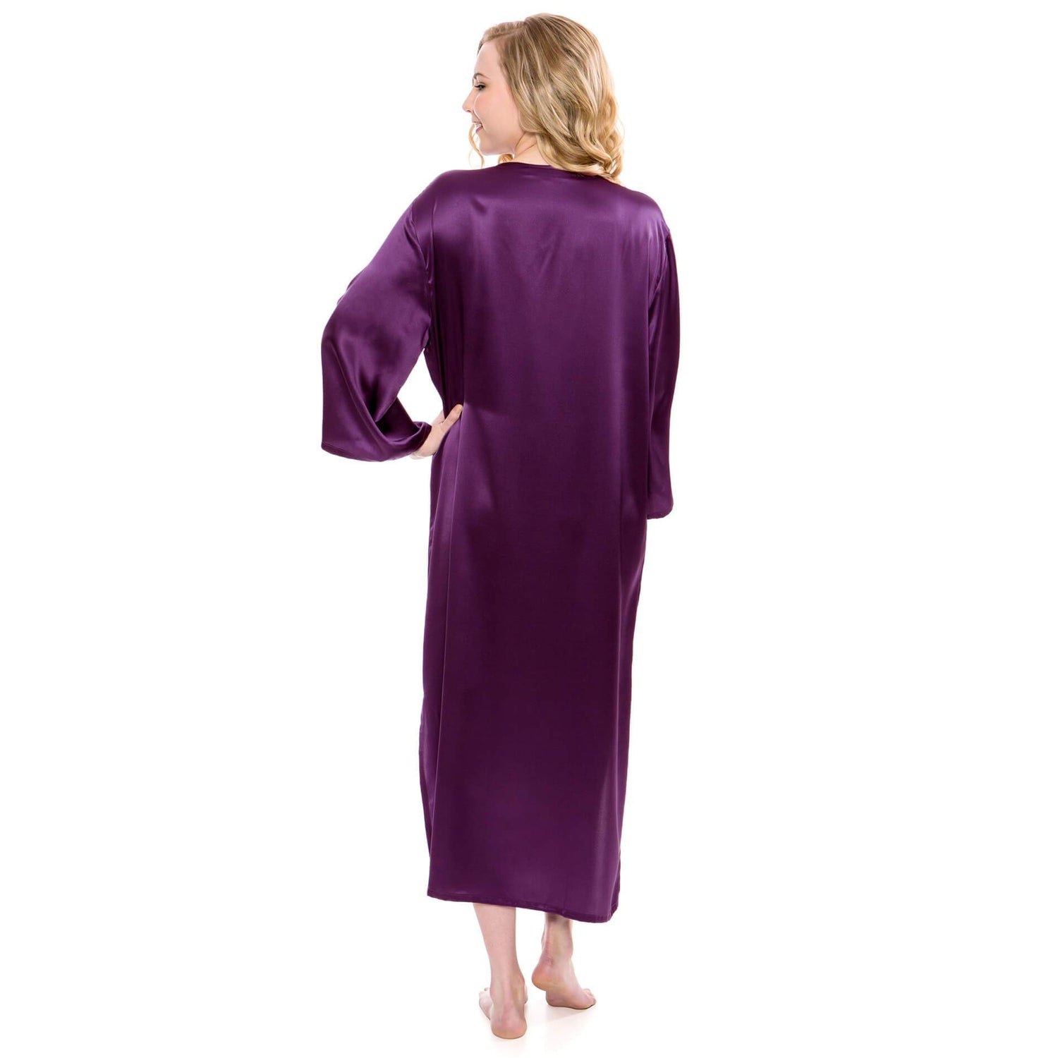 Women Loose Pullover Silk Nightwear Long Silk Dressing Gown — gallery