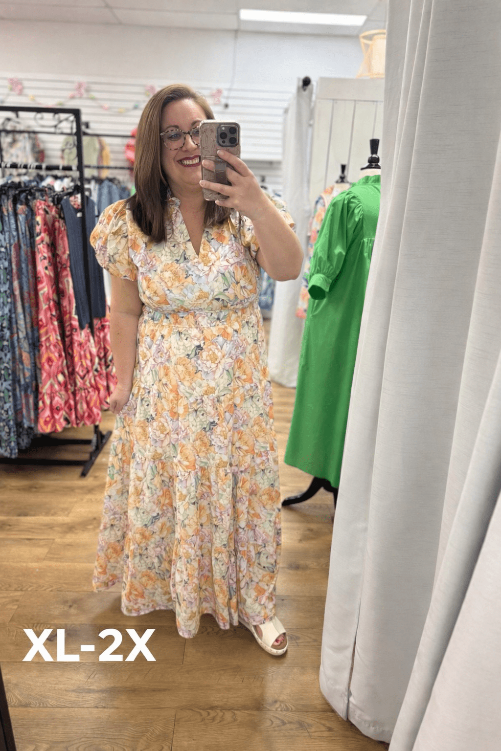 Multi Floral Maxi Dress for Women — Puff Sleeves Tiered Skirt