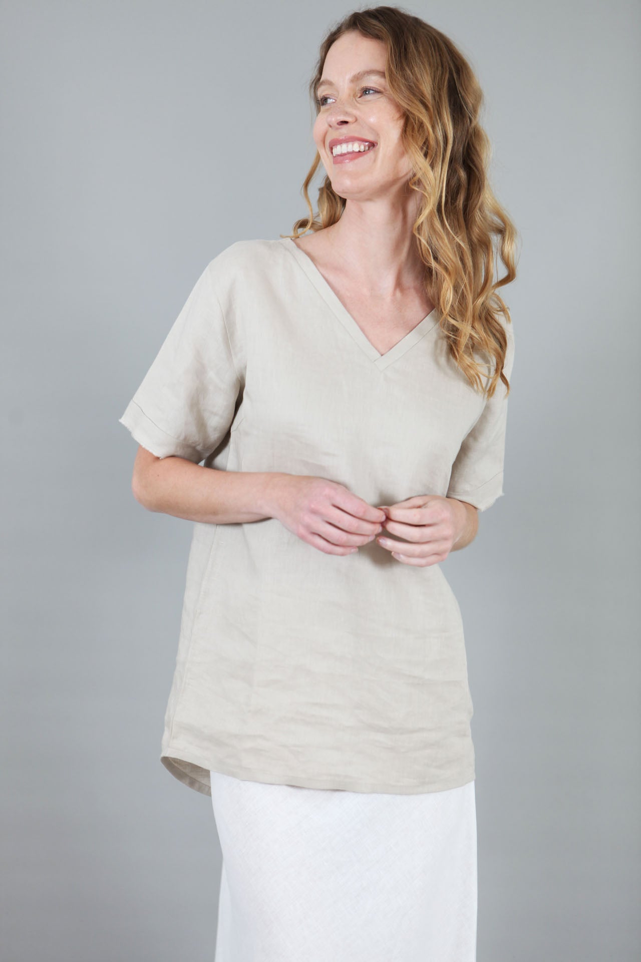 Nattie Linen Longline Top | Longline Linen Top — gallery