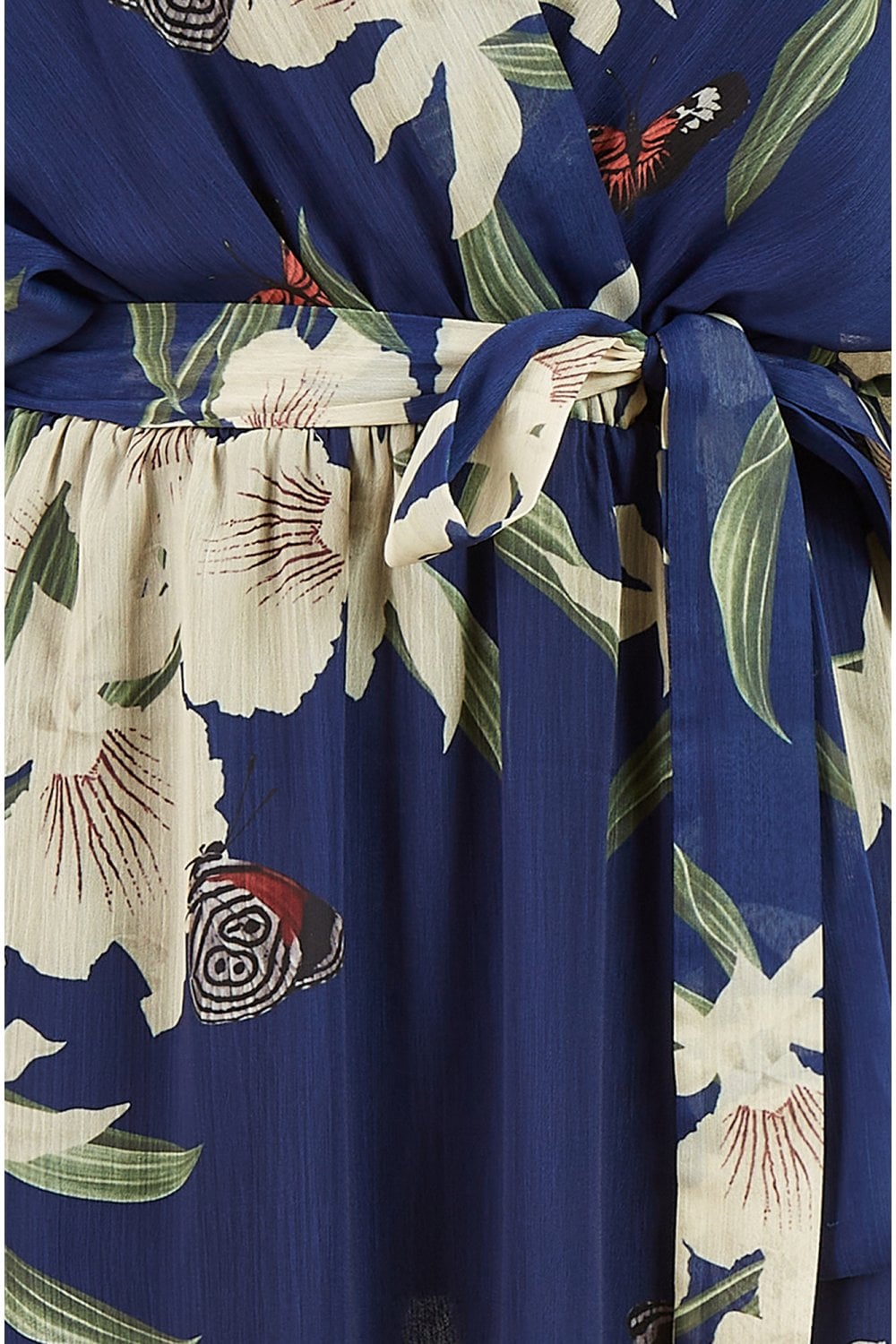 Floral Kimono Sleeve Dip-Hem Wrap Midi Dress for Women - gallery