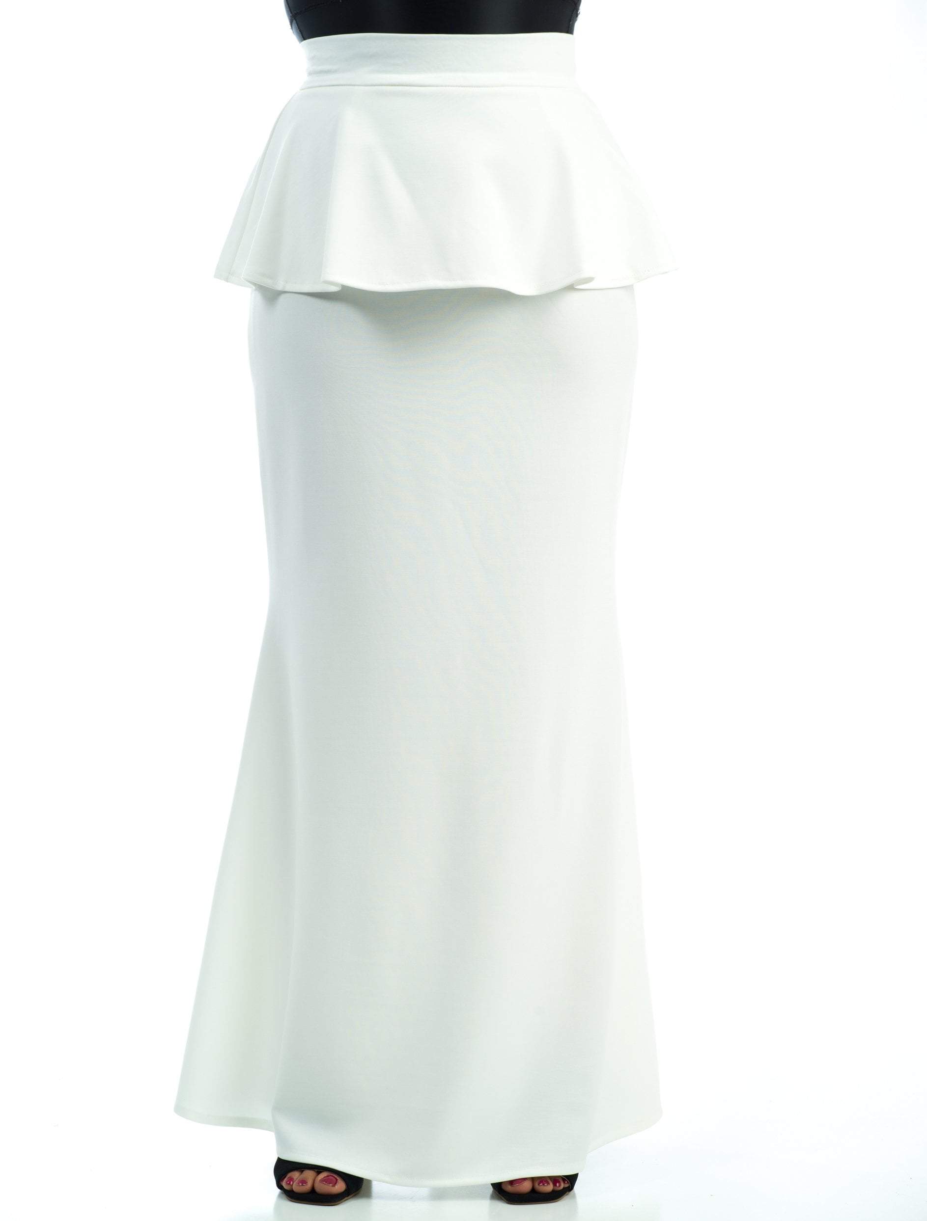 Peplum Maxi Skirt for Women — Fitted Scuba Knit High-Rise