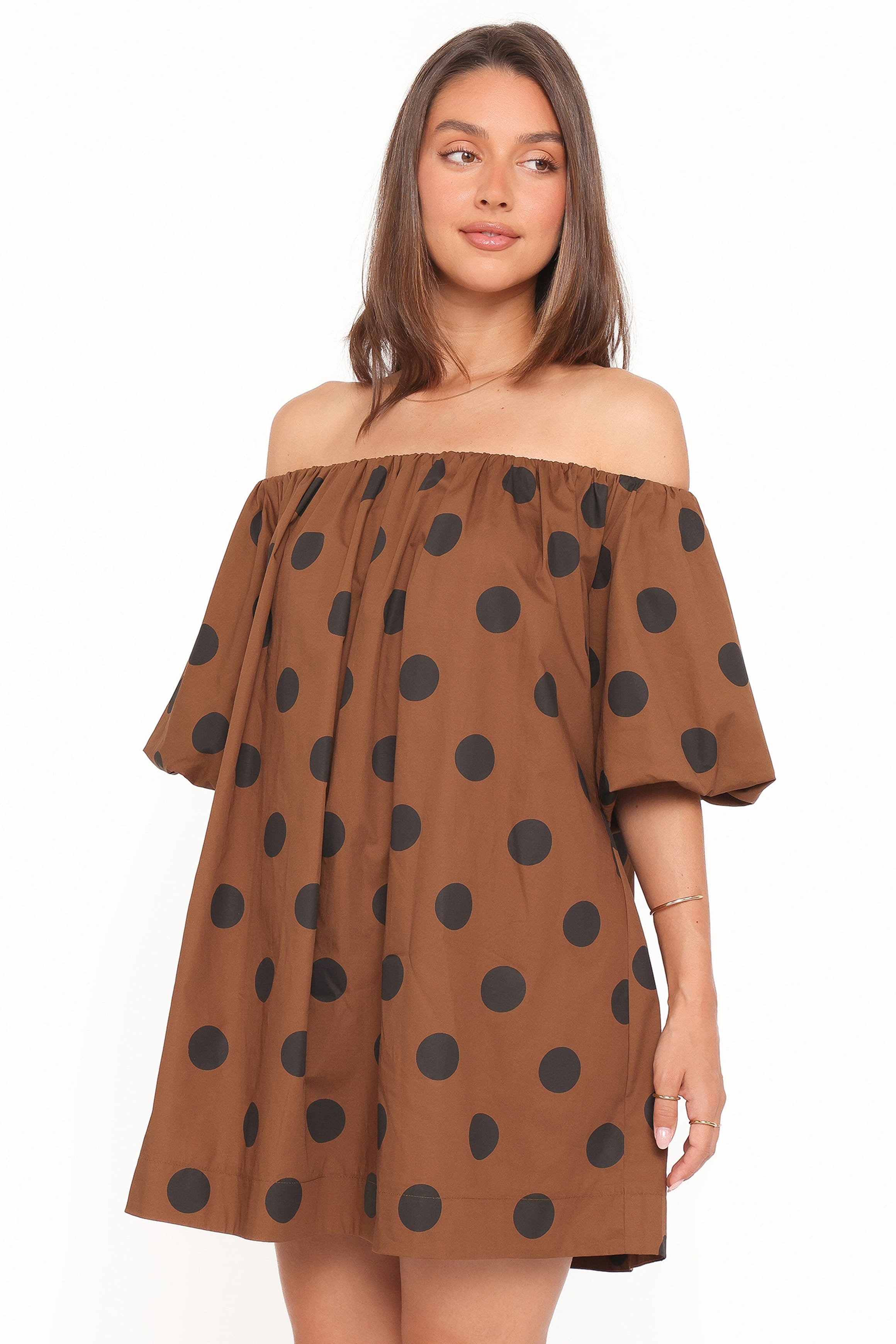 Eddie Off-Shoulder Polka Dot Mini Dress for Women - gallery