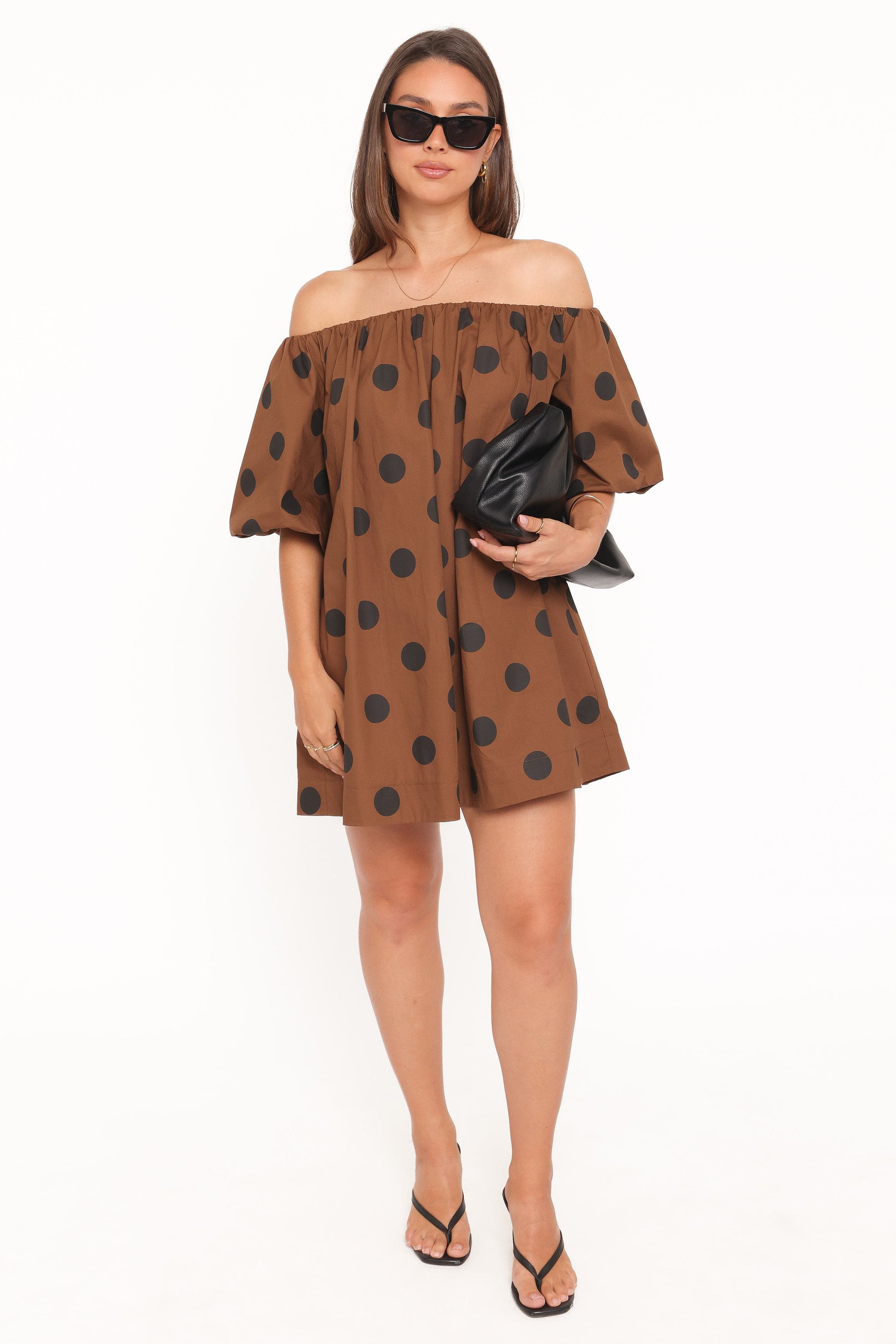 Eddie Off-Shoulder Polka Dot Mini Dress for Women - gallery