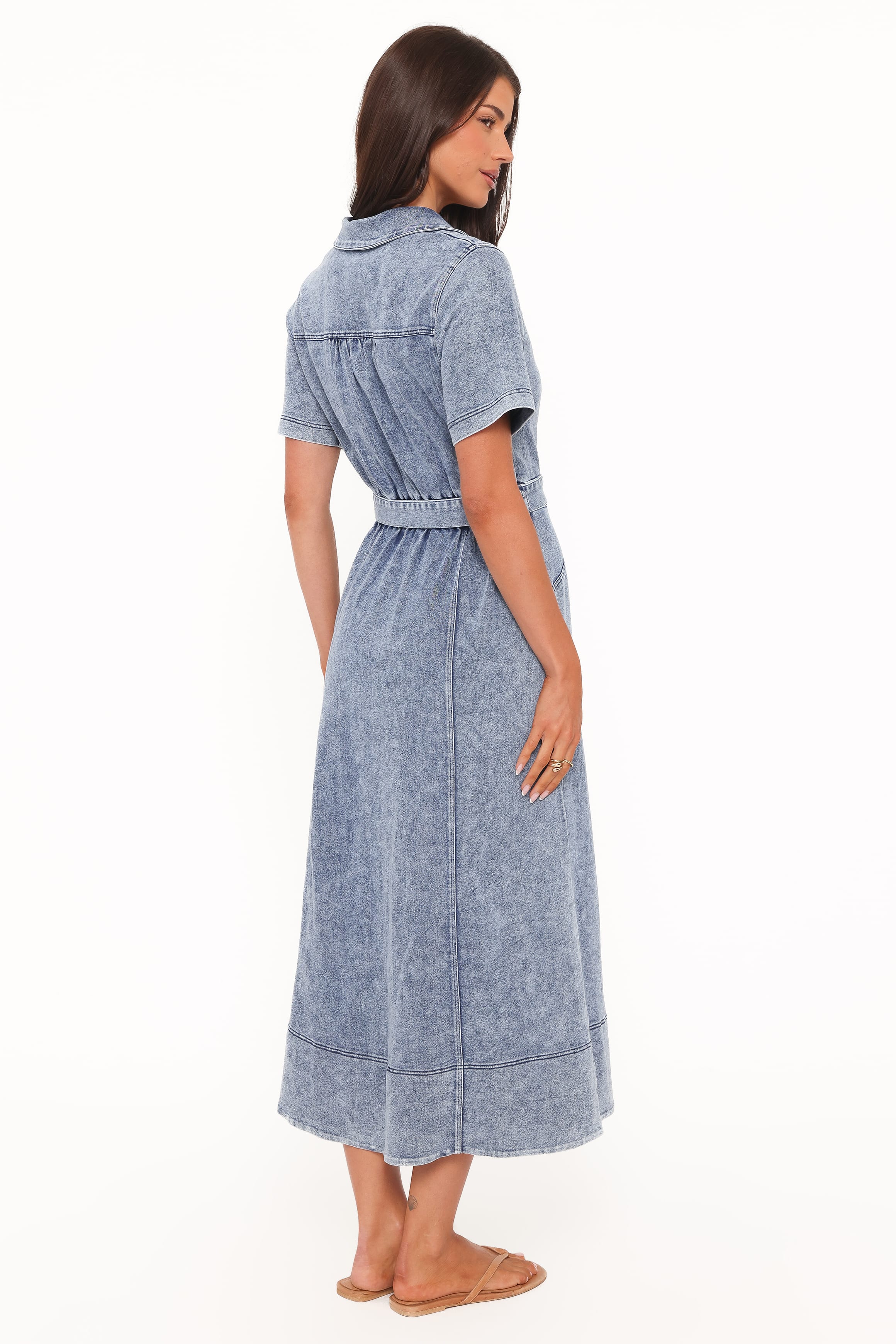 Tamara Denim Belted Button-Front Maxi Dress for Women - gallery
